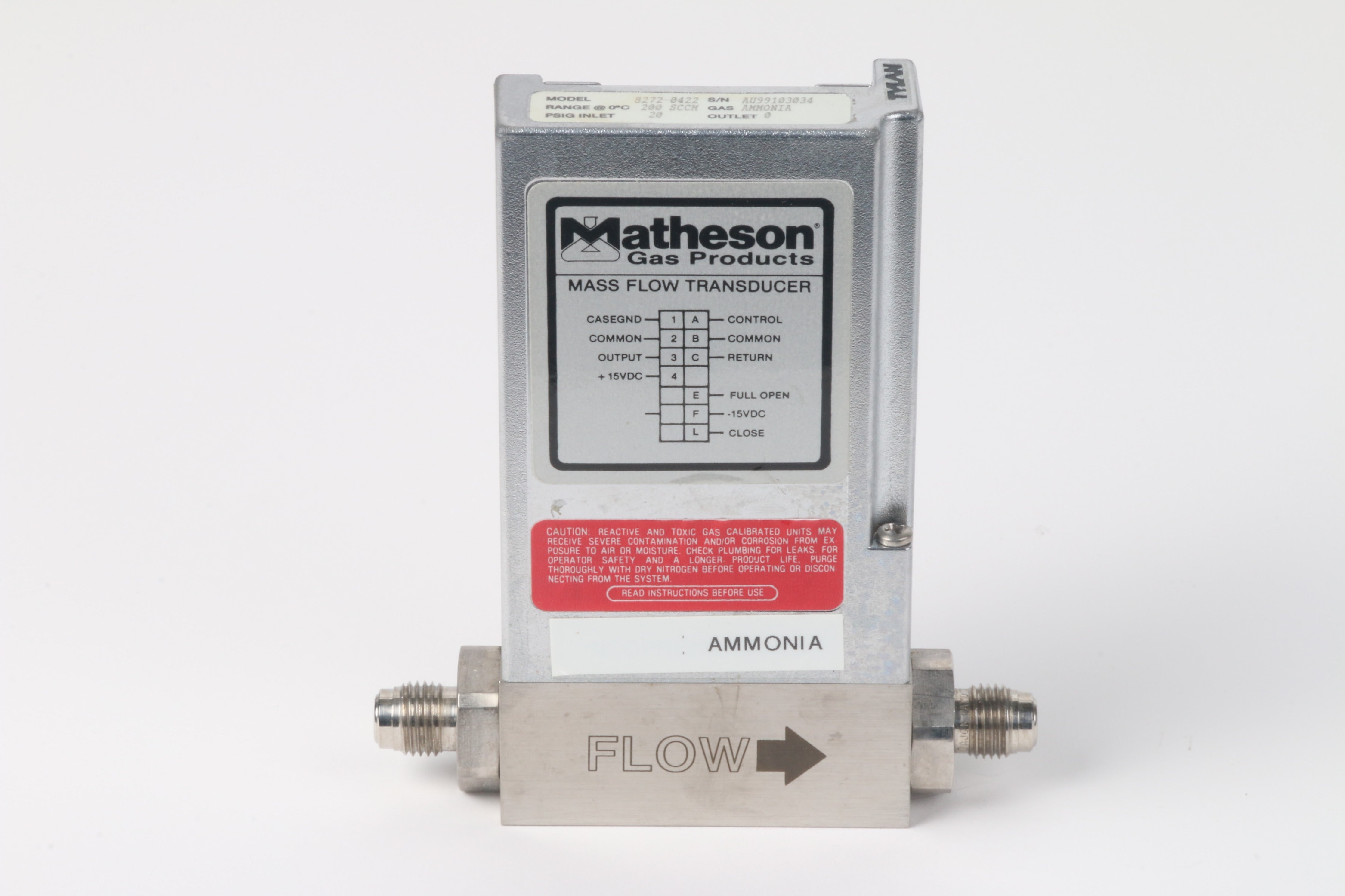 Matheson Gas Products 82720422 200SCCM Air Mass Flow Transducer NTC Tech