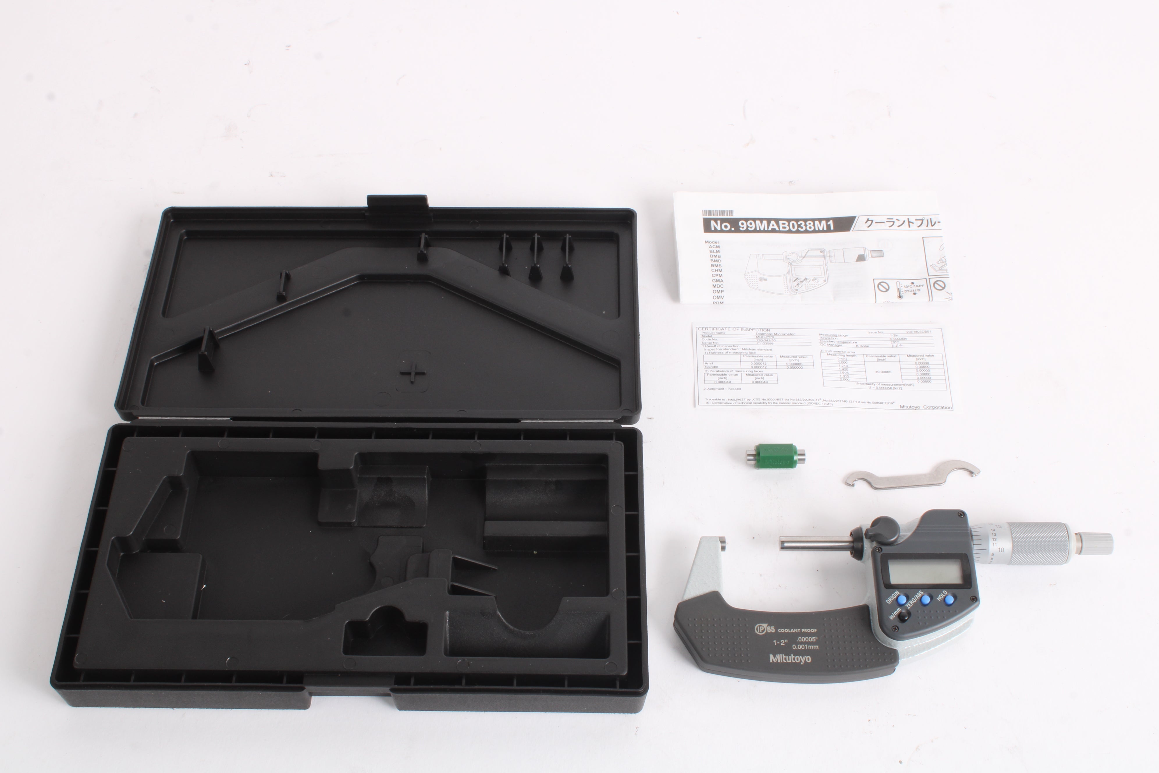Mitutoyo 293-345-30 Electronic Outside Micrometer – 1 To 2 Inch Range, IP65