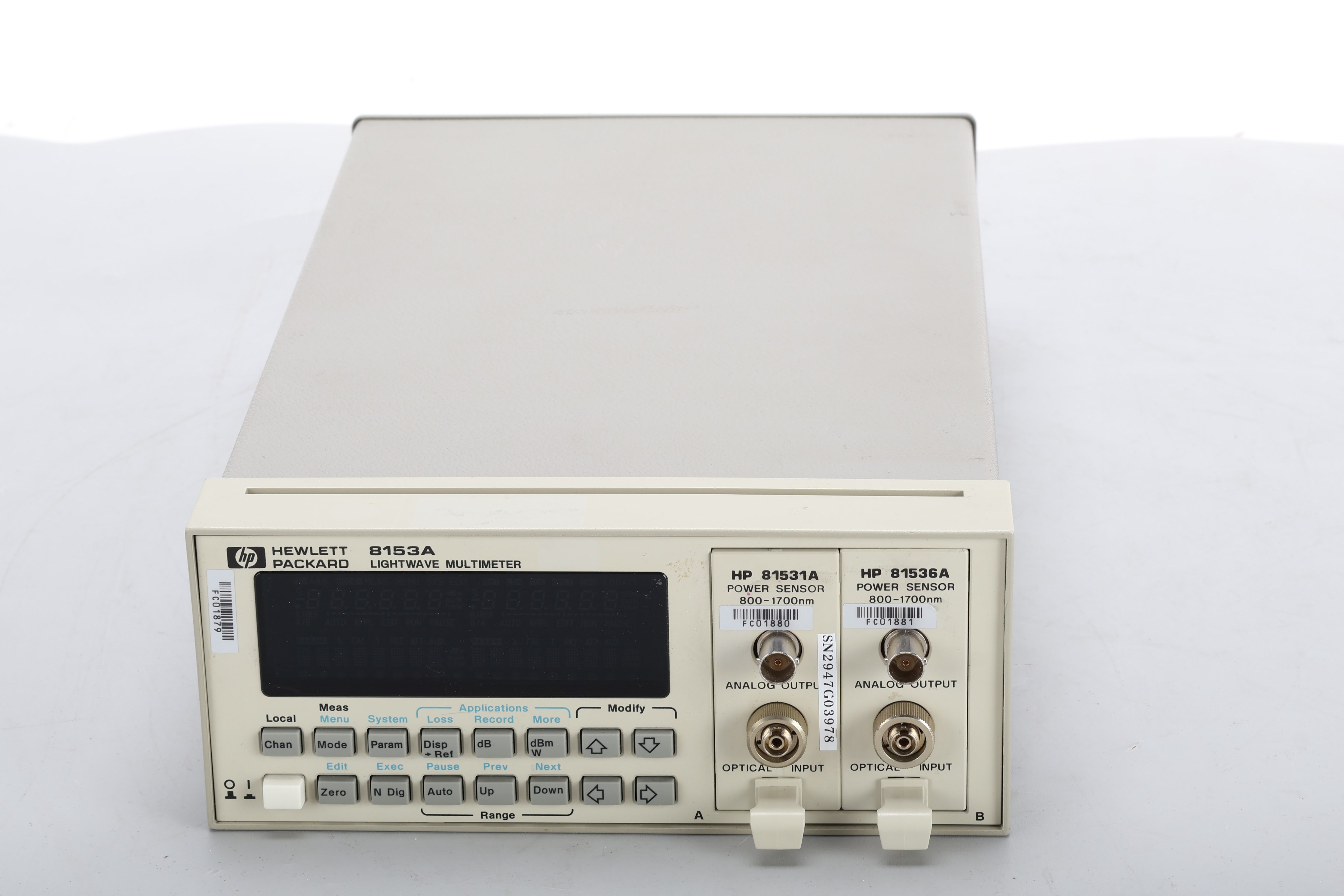 HP 8153A Lightwave Multimeter Mainframe W/ 81531A 81536A Power Sensor ...