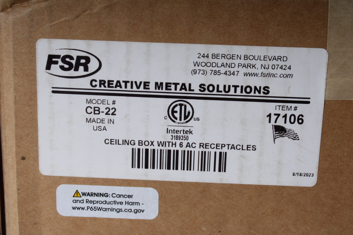 FSR CB-22 Ceiling Box with 6 AC Receptacles - NEW – NTC Tech