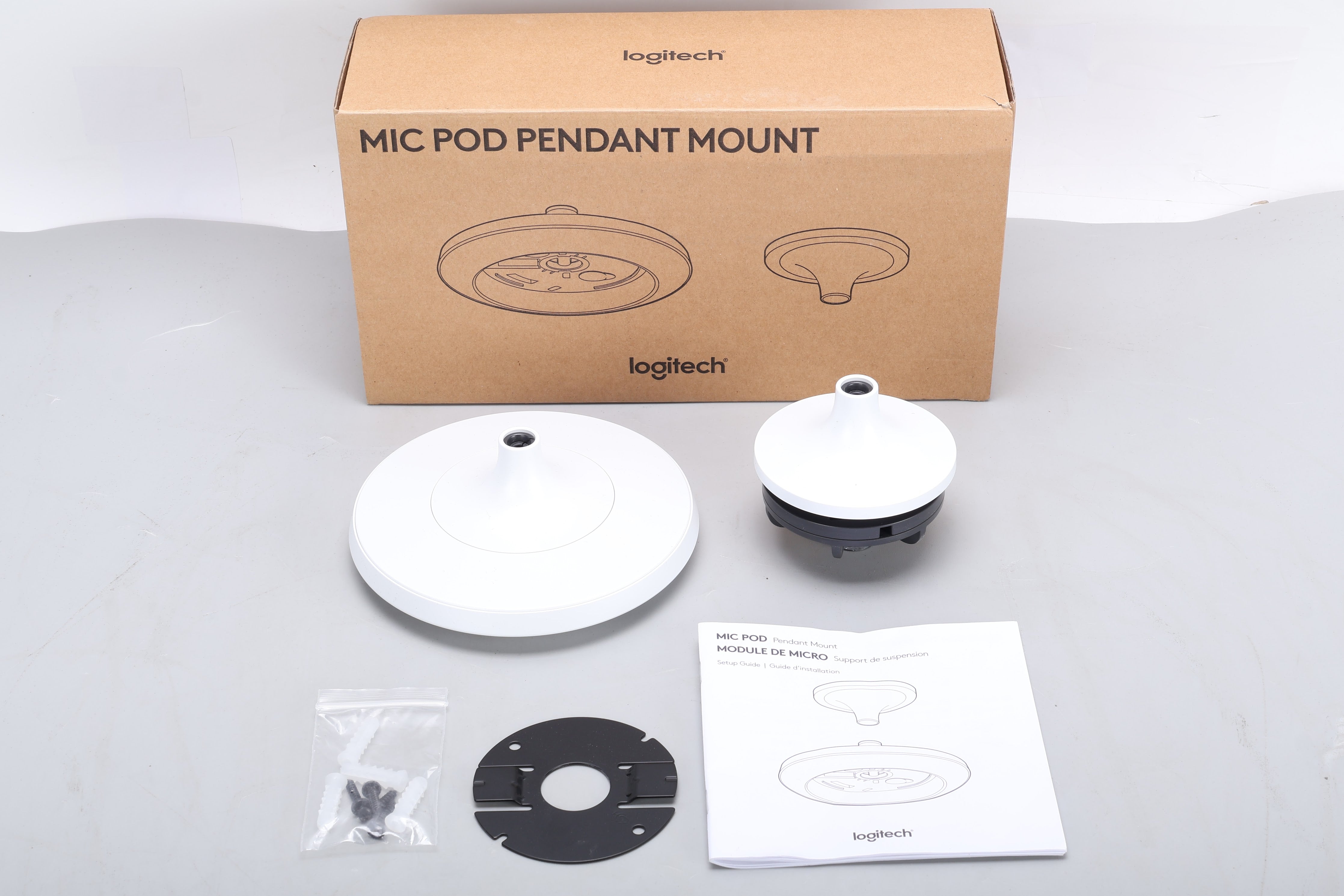 Logitech 952-000123 Mic Pod Pendant Mount With Screws, Anchors, and Bo ...