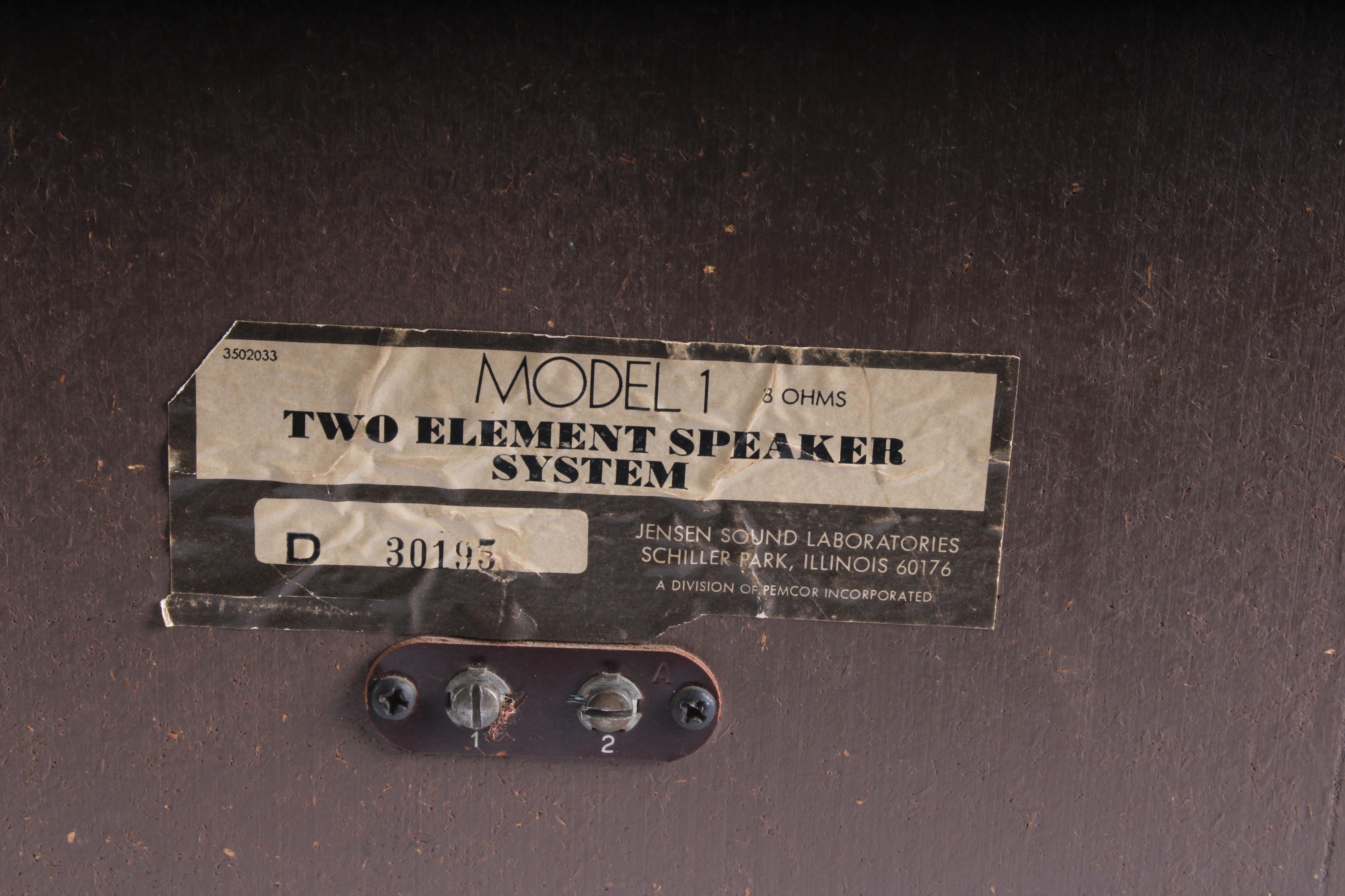 Jensen Model 1 Two Element Speaker System 8 Ohms (Pair) - Fair