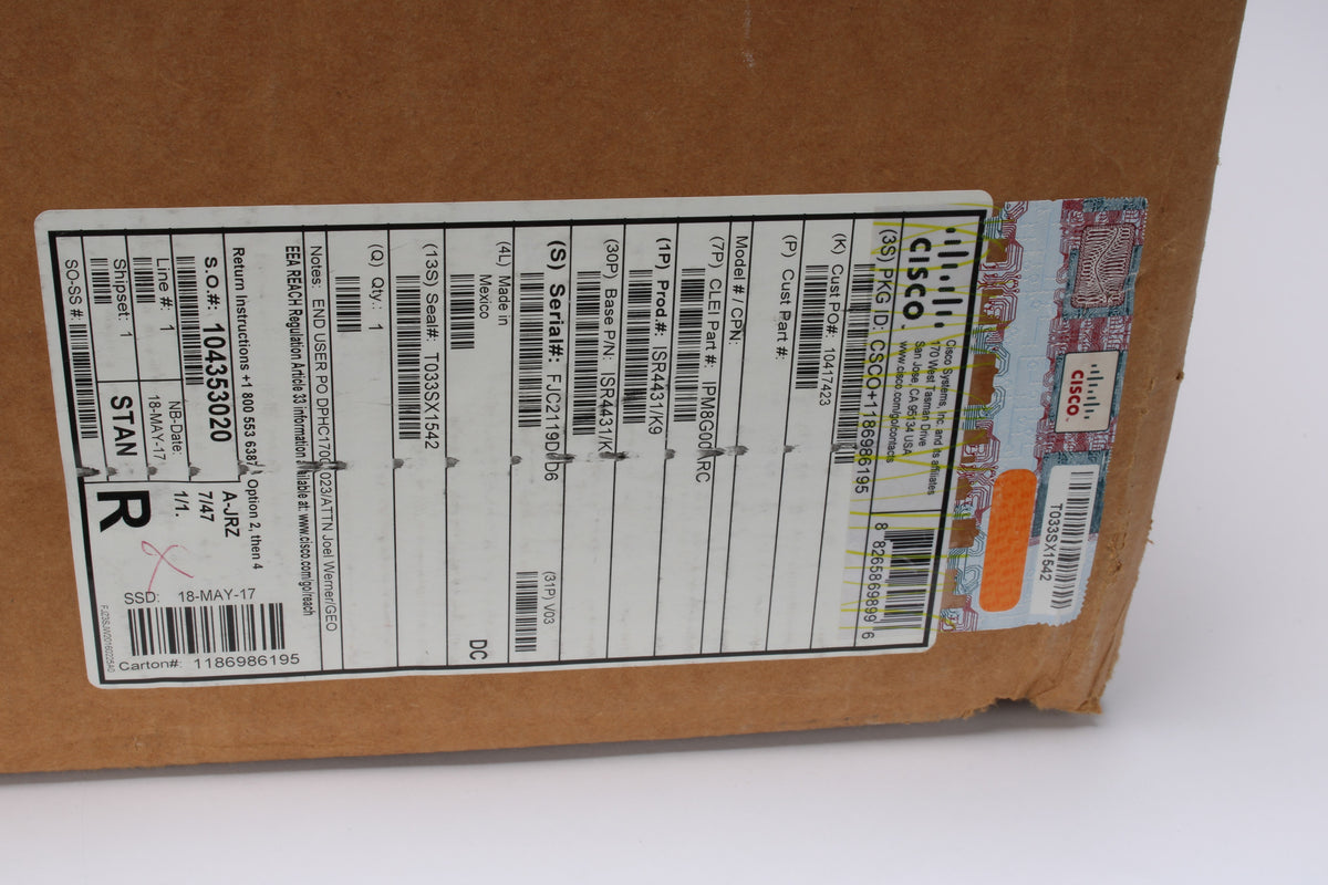 C4431 Router Cisco 4431 Integrated Services Router ISR4431/K9 - New Sealed – NTC Tech