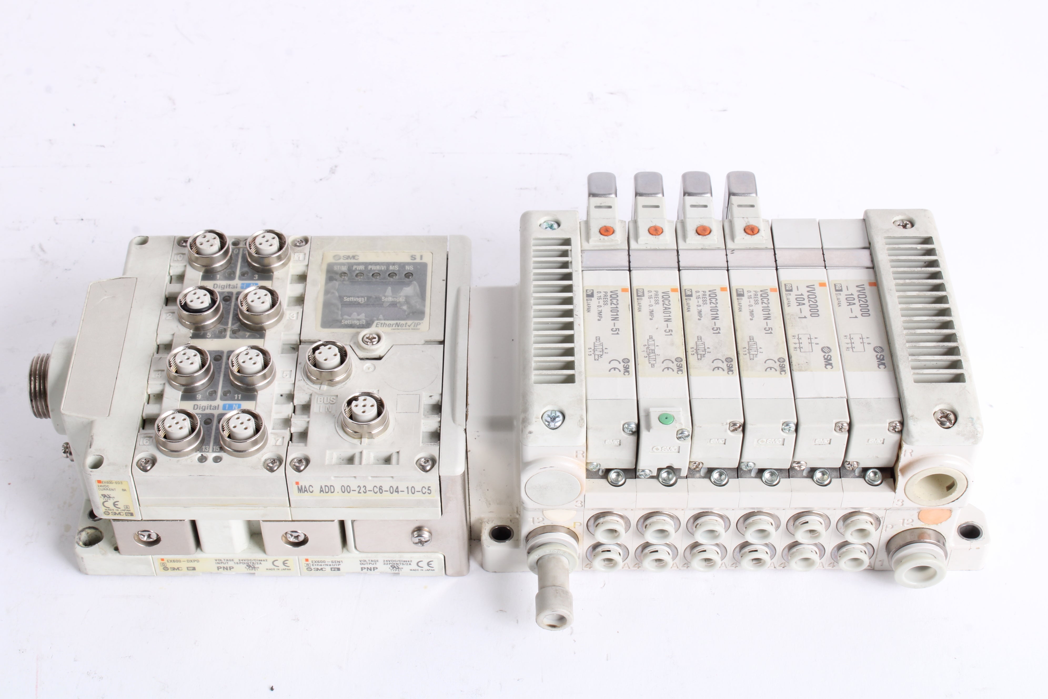 SMC EX600-SEN1 Serial Interface Unit + EX600-DXPD + EX600-ED3 + 2x VVQ ...
