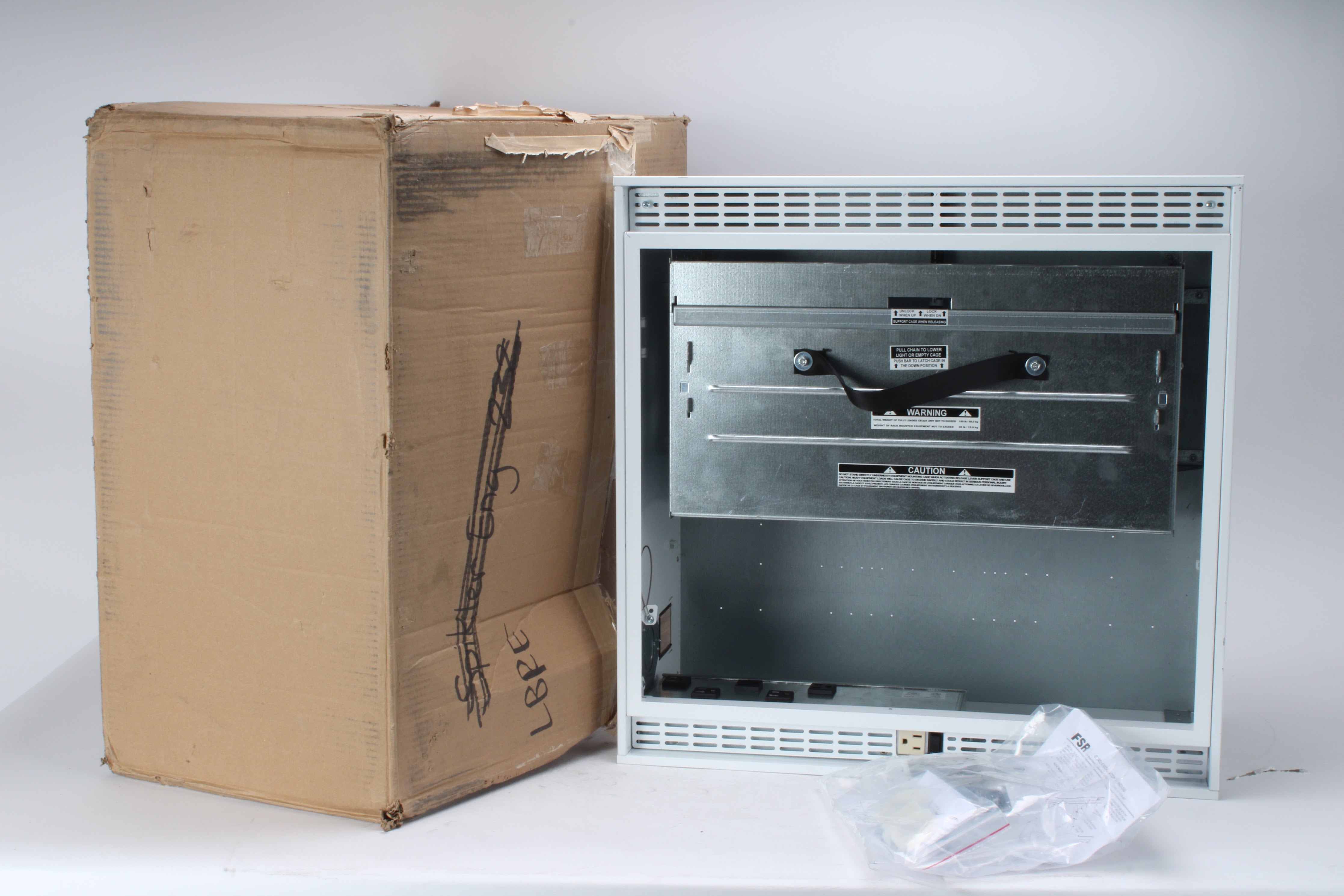 2 Module Ceiling Box FSR CB-224 2x2 Ceiling Box W/ 4 RU Rack Cage and 6 AC Outlets 17231 Ne ...