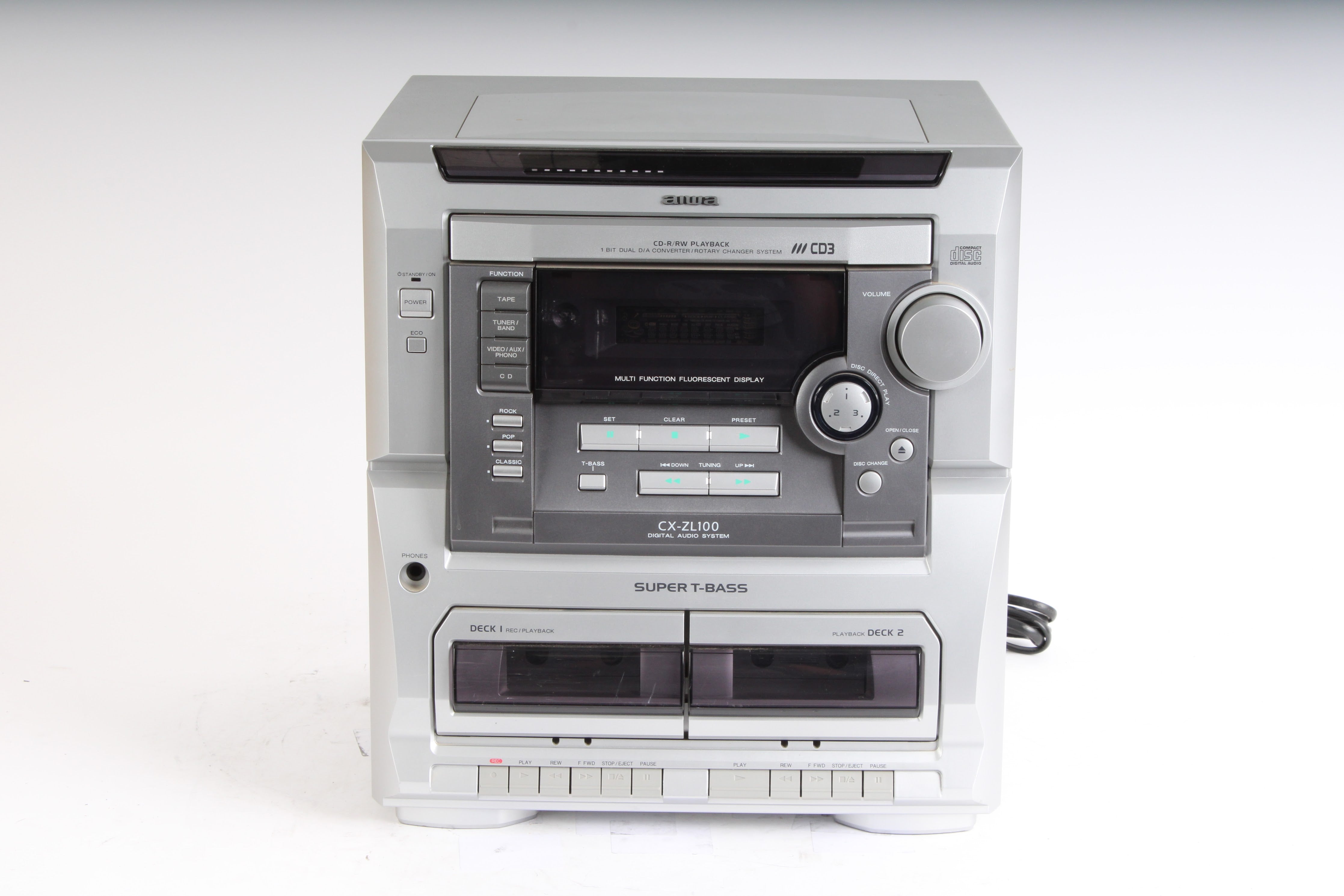 Aiwa CX-ZL100 CD Stereo Cassette Receiver W/ 2x SX-ZL100 Speakers