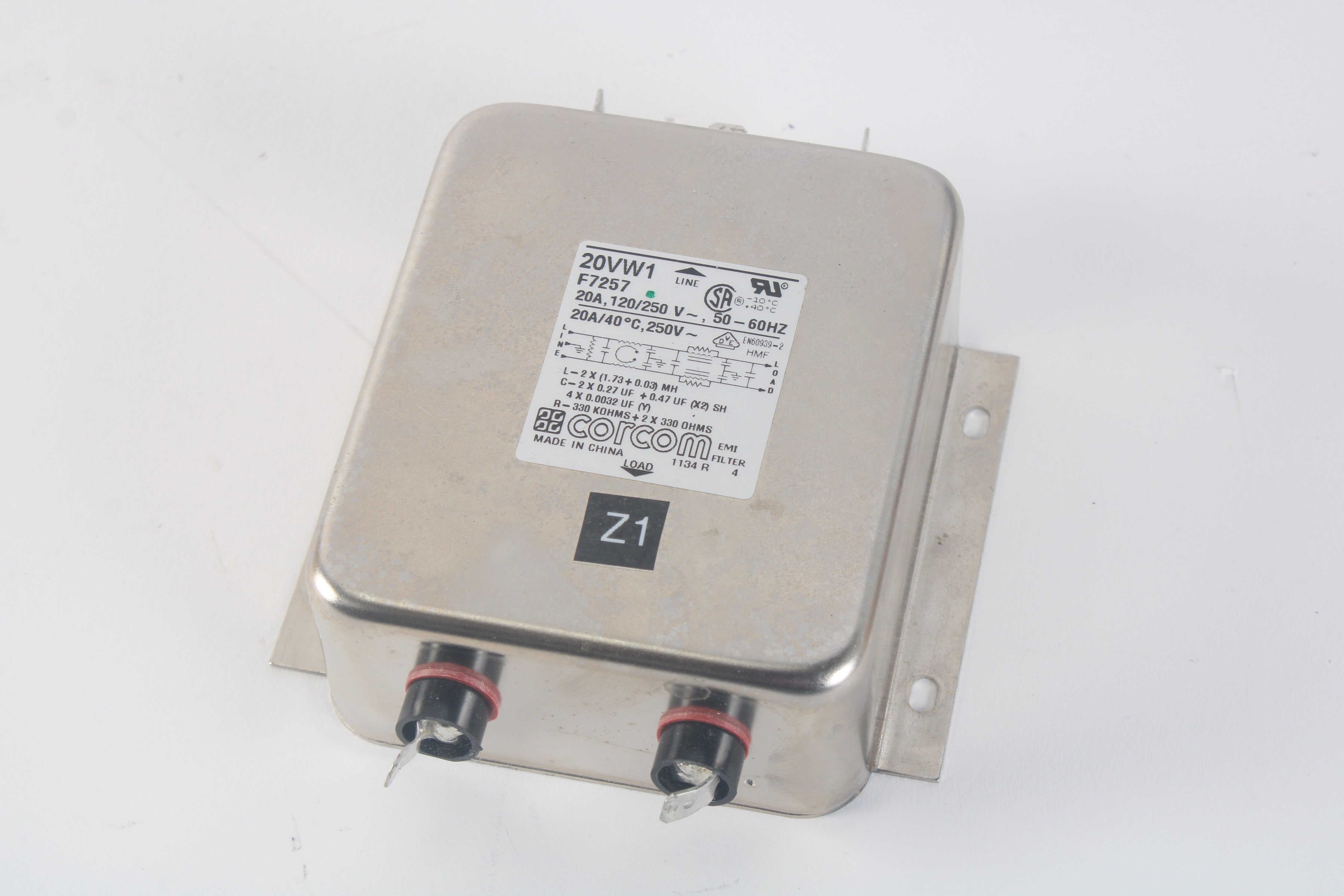 Corcom 20VW1 20A 120/250V RFI Power Line Filter F7257 – NTC Tech