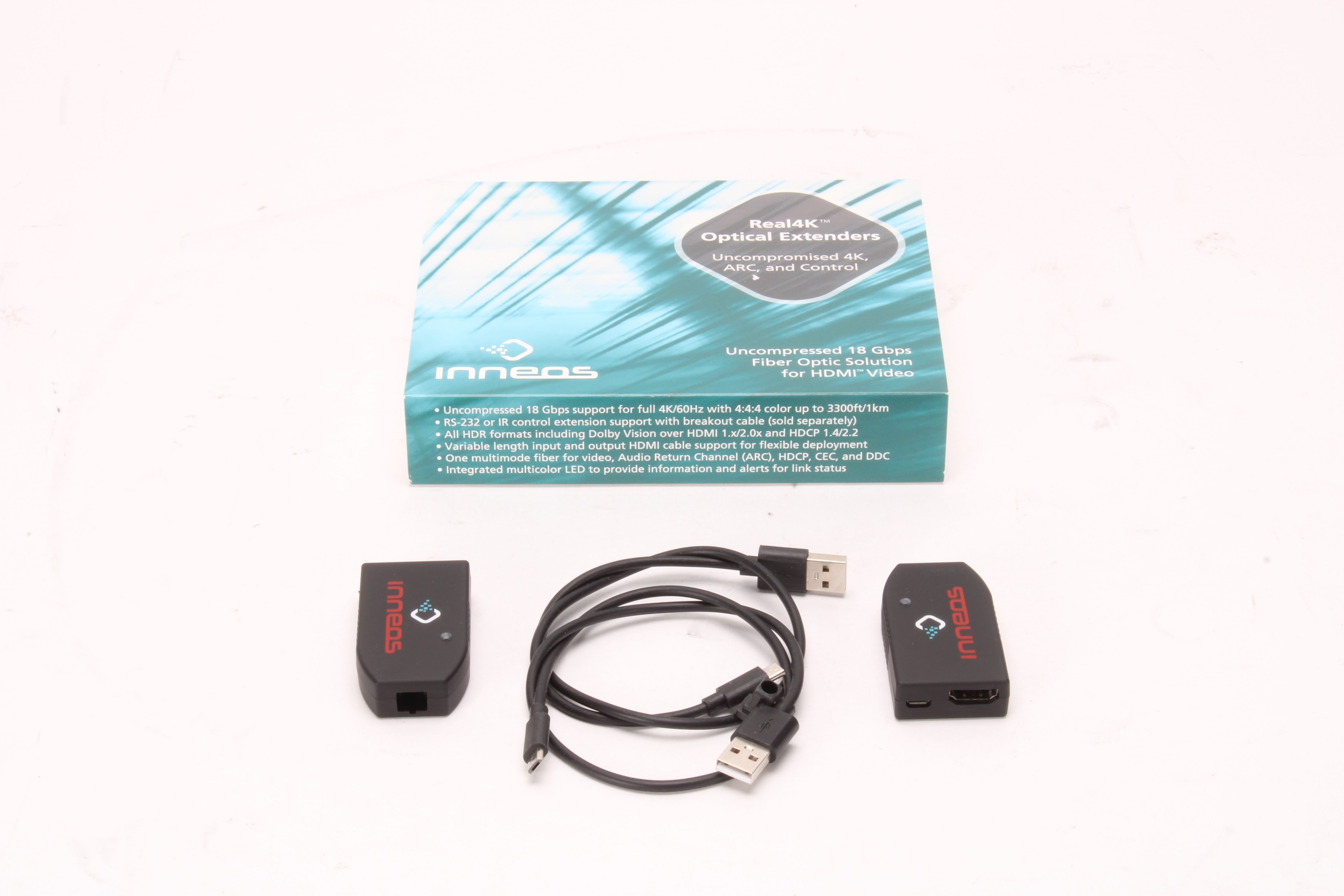 Inneos R4K-XT Real4K Optical Extender 2-Pack With 2x Micro USB Cable a ...