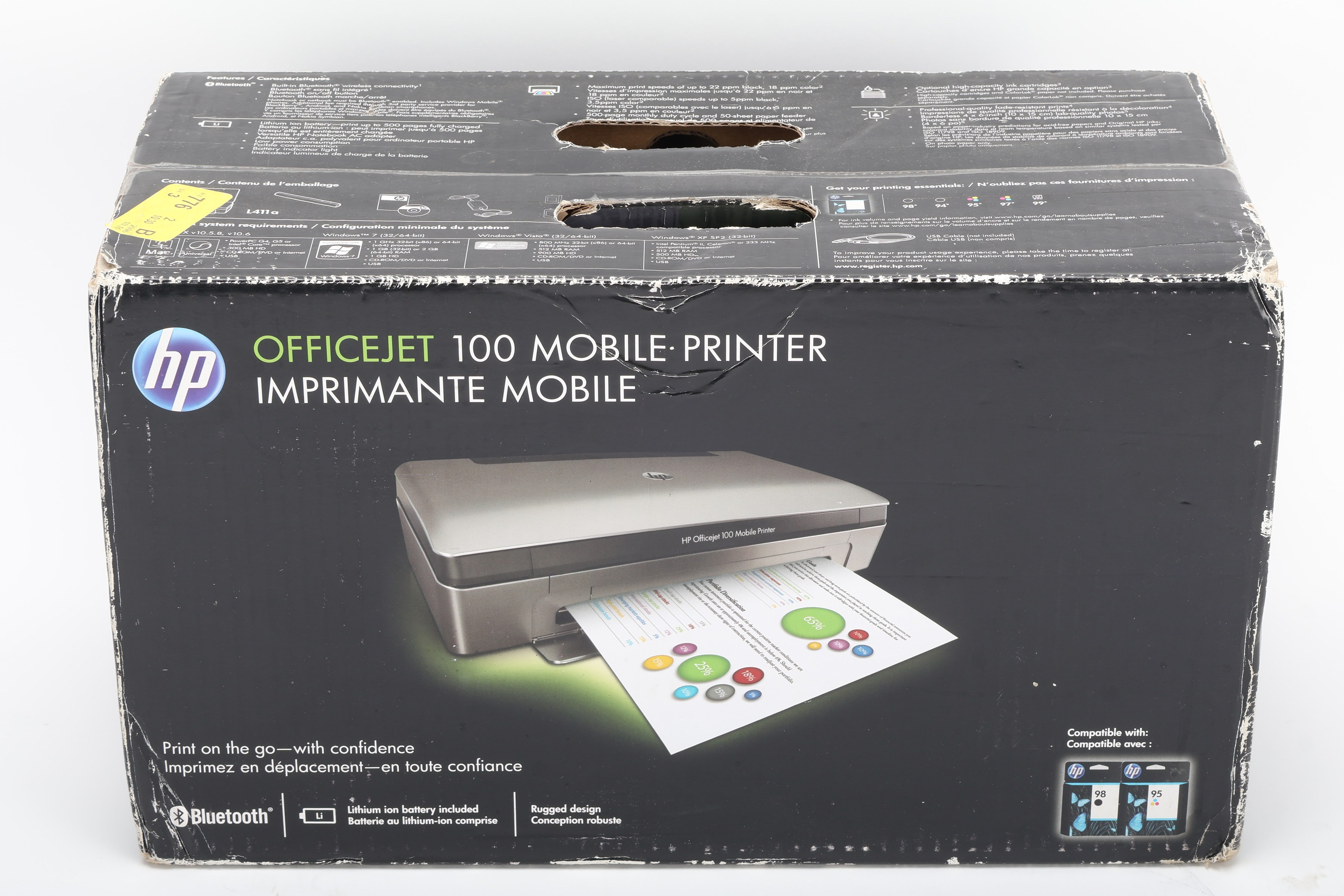 HP Officejet 100 SNPRC-1003-01 CN551-64001 Mobile Inkjet Printer - NEW ...