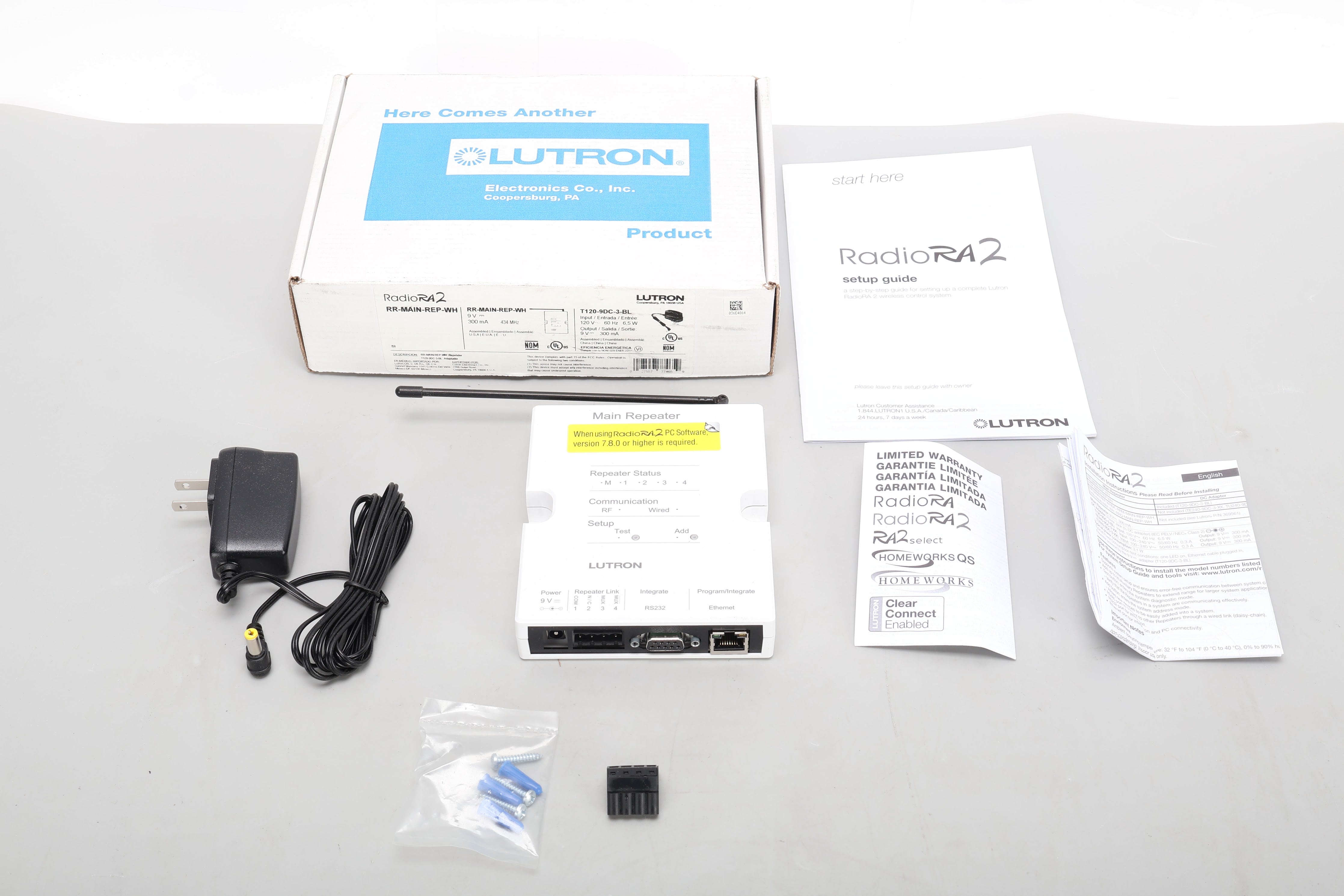 Lutron RR-MAIN-REP-WH Main Repeater With Power Supply and Accessories ...