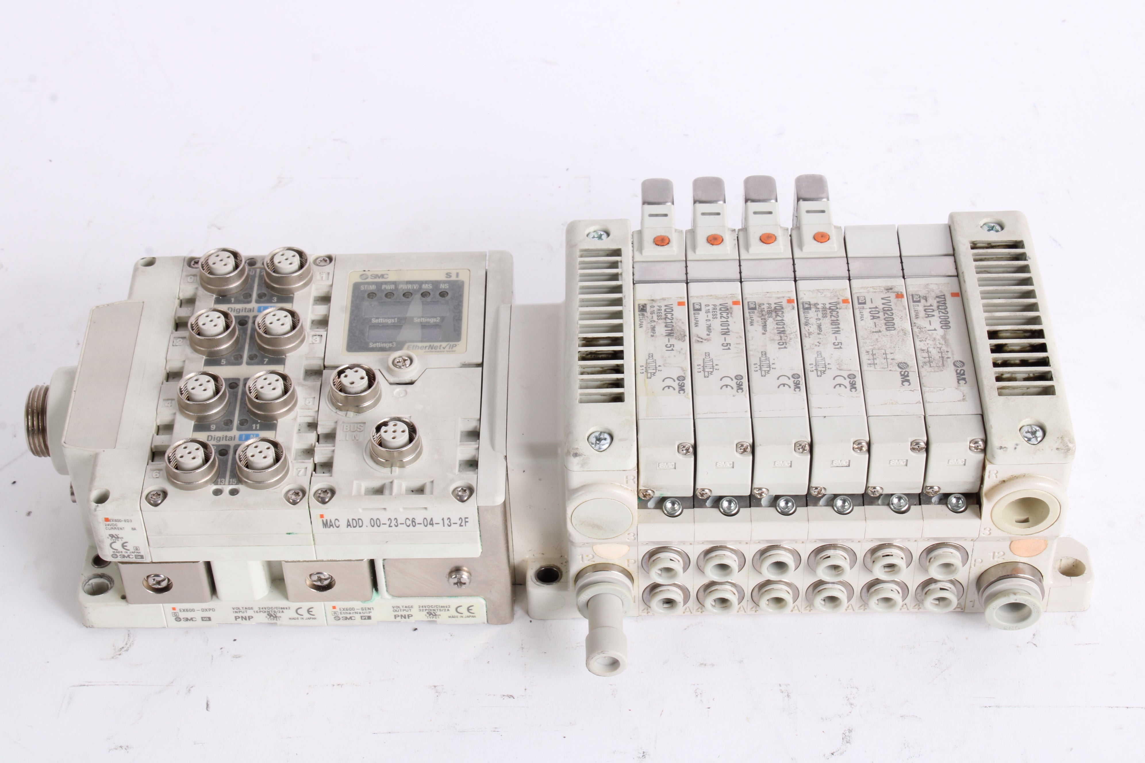 SMC EX600-SEN1 Serial Interface Unit + EX600-DXPD + EX600-ED3 + 4x VQC ...