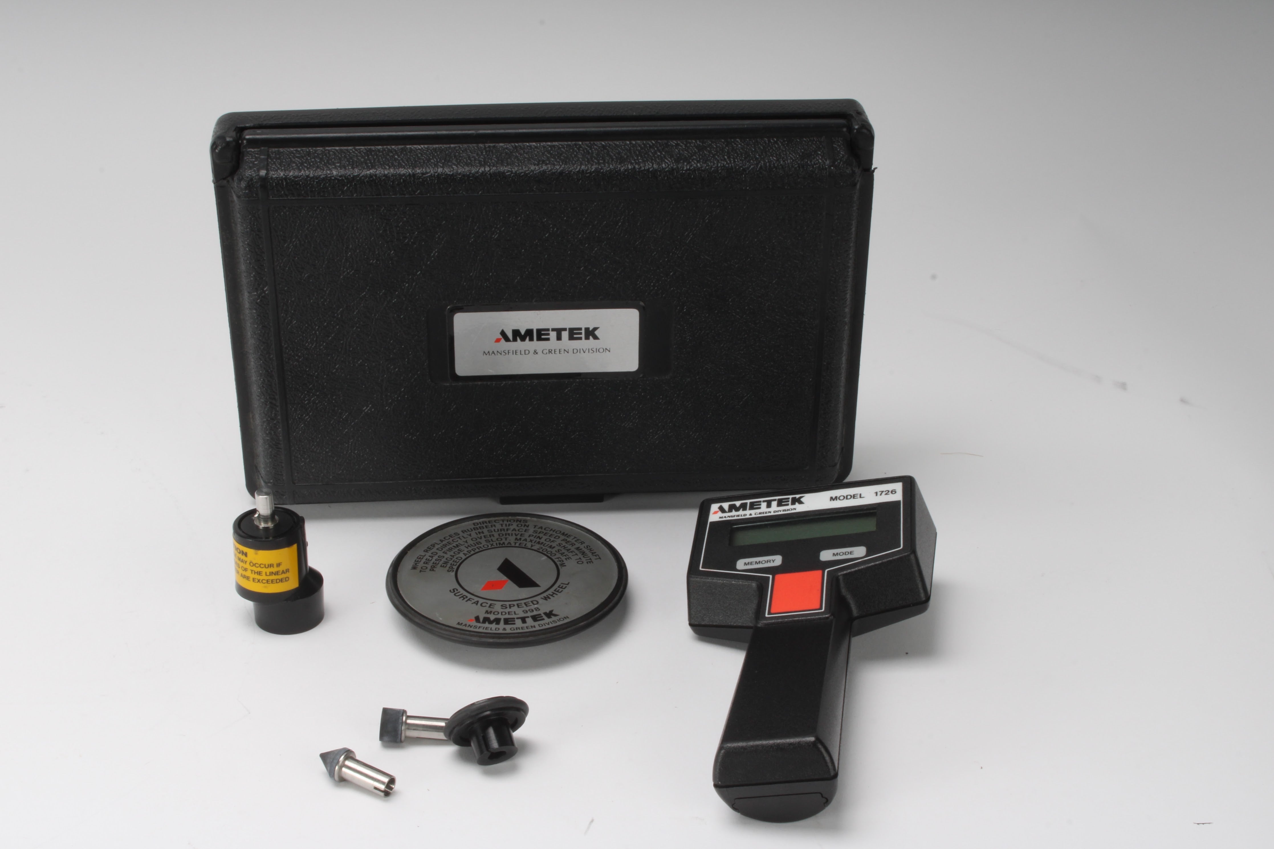 Metek Model Ametek 1726 Digital Tachometer With Surface Speed Wheel 998 Adapter an ...