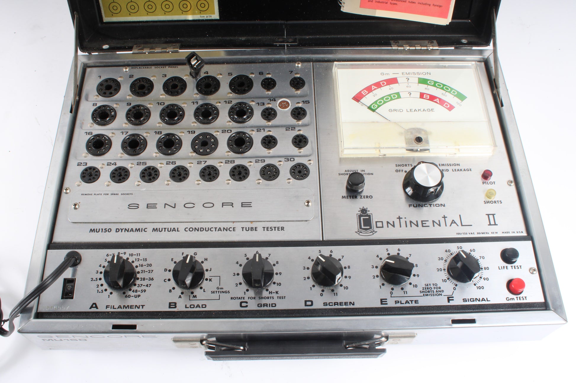 Sencore MU150 Continental II Dynamic Mutual Conductance Tube Tester ...