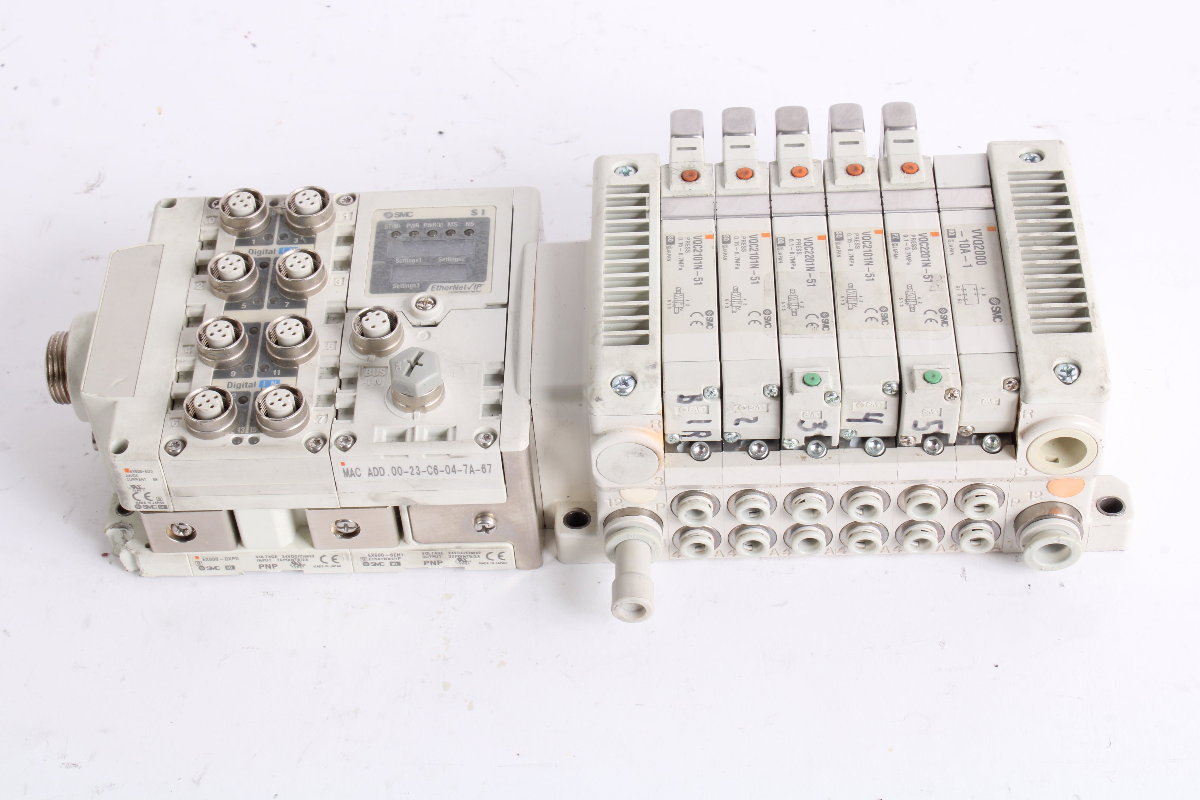 SMC EX600-SEN1 Serial Interface Unit + EX00-DXPD + EX600-ED3 + VVQ2000 ...