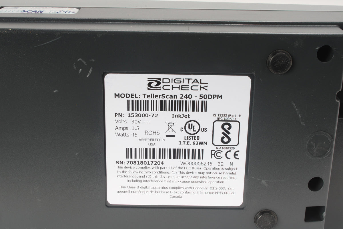 Digital Check TS240 Check Scanner 240 - 50DPM – NTC Tech