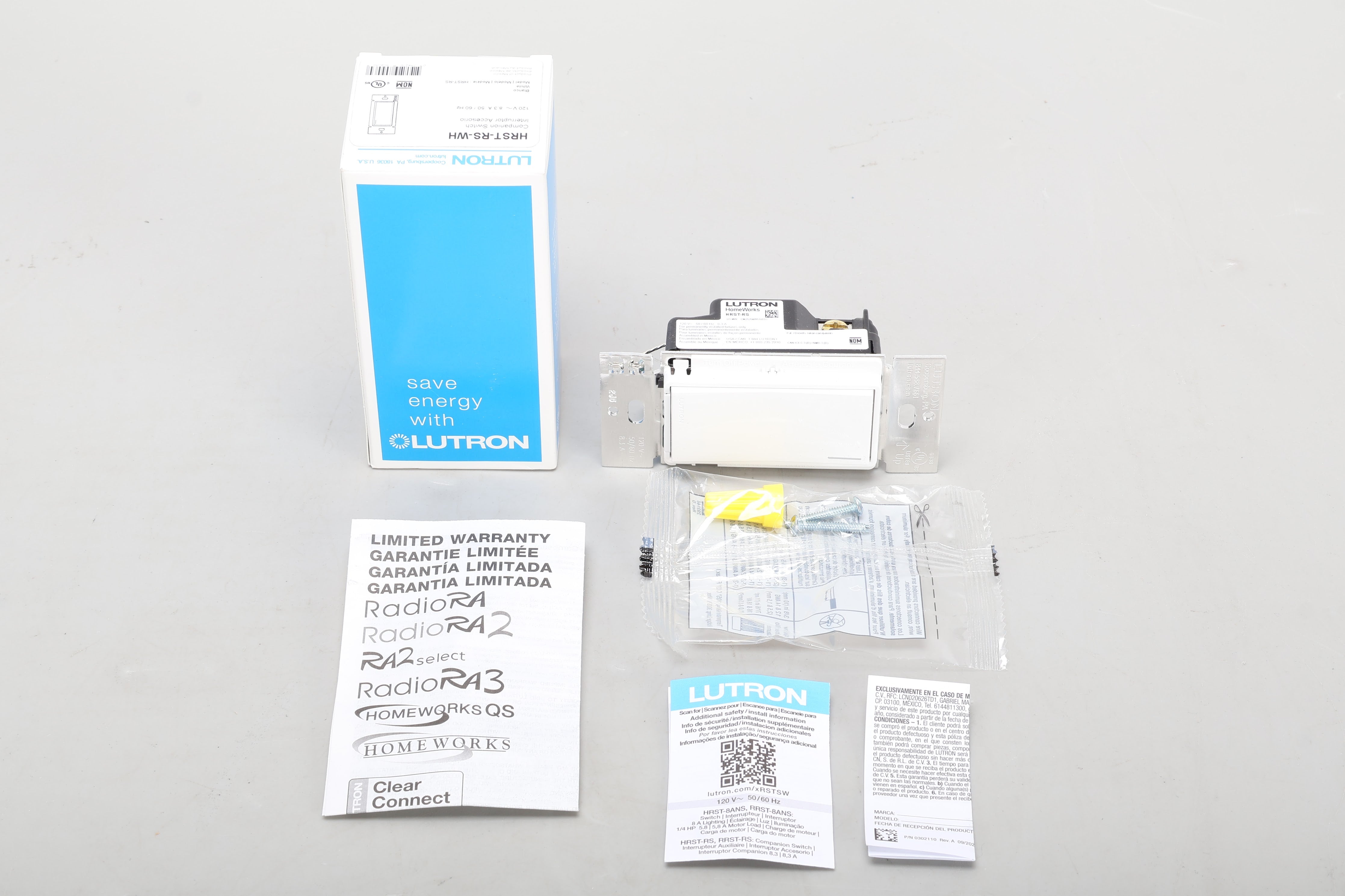 Lutron HRST-RS-WH Companion Switch With Wire Caps, Screws, and Box ...