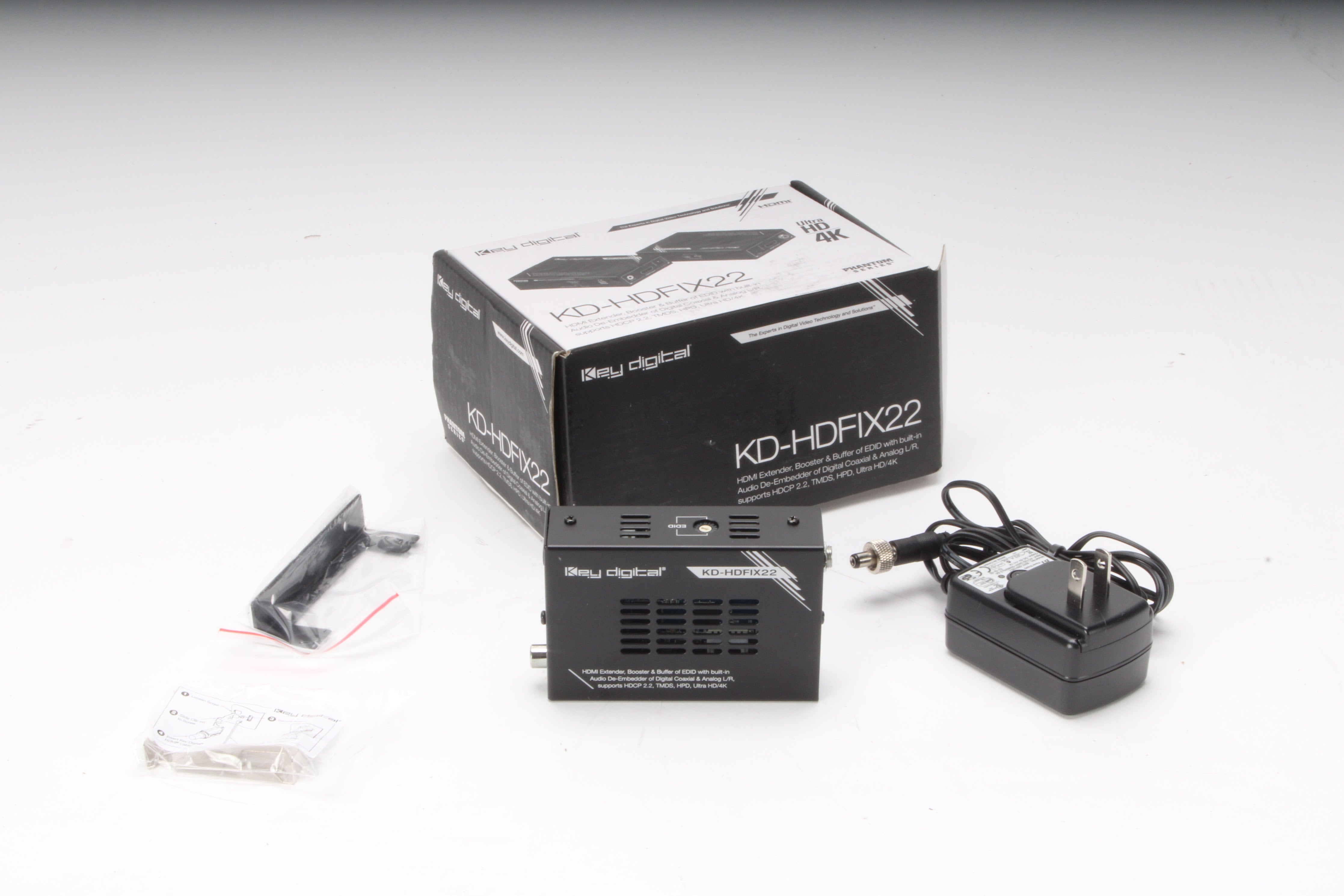 Key Digital KD-HDFIX22 HDMI Extender With Power Supply and Mounting Br ...