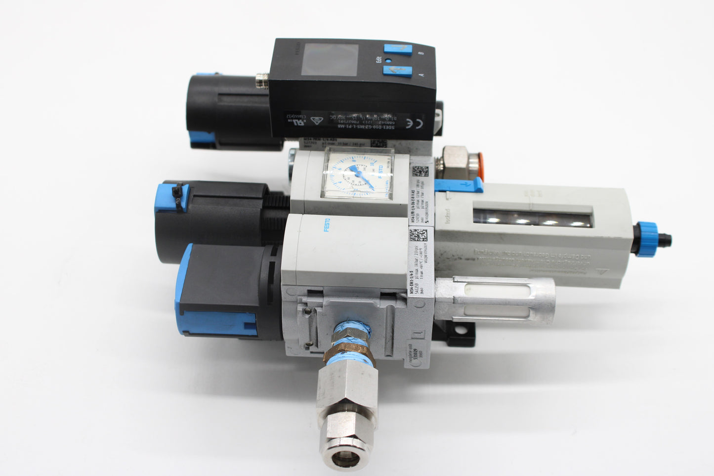 Festo MS4-EM1-1/4-S On/Off Valve W/ MS4-LFR-1/4-D6-E-R-V-AS Pressure R ...