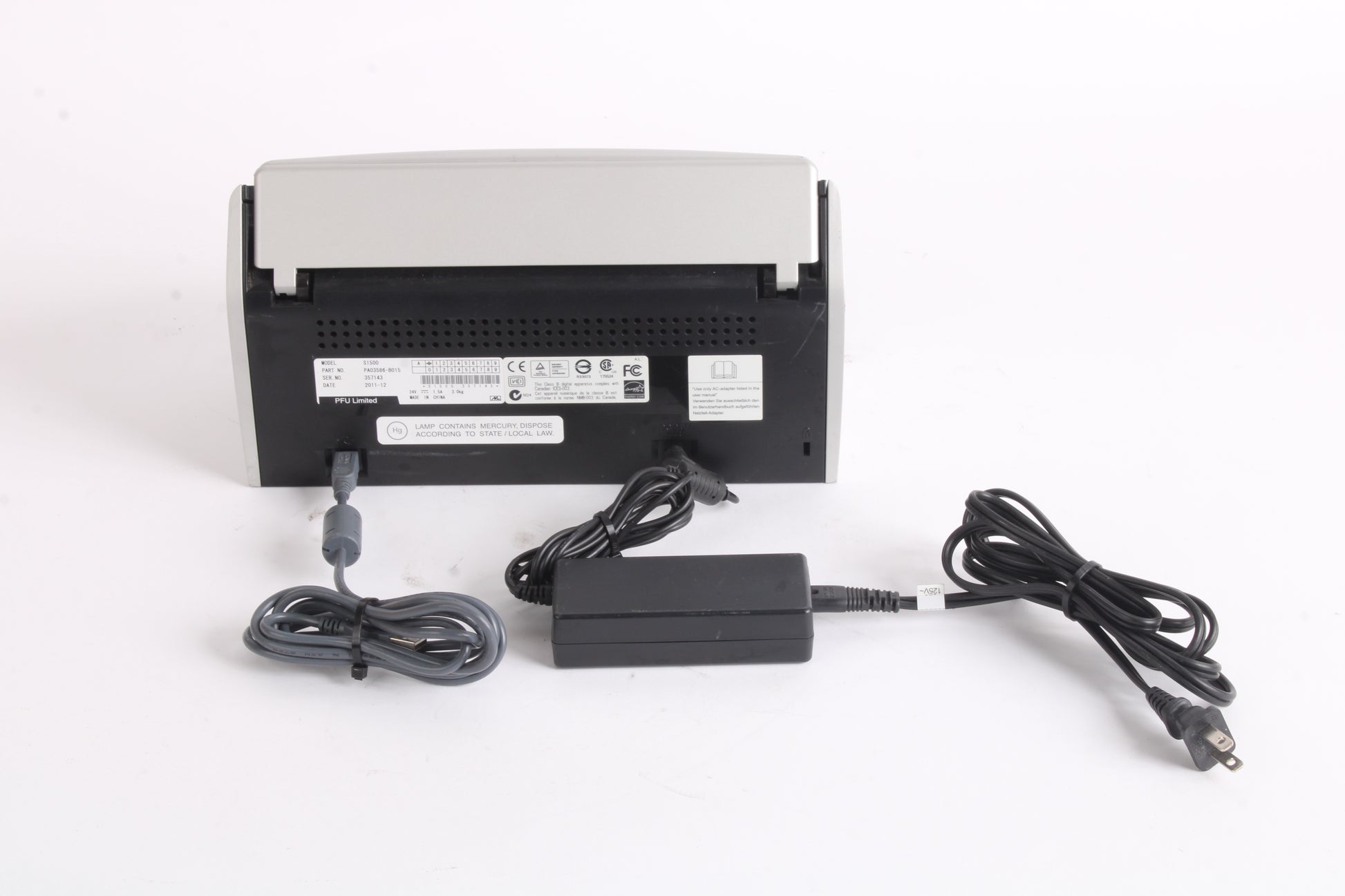 Fujitsu ScanSnap S1500 Scanner PA03586-B015 W/ Power Supply and USB ...