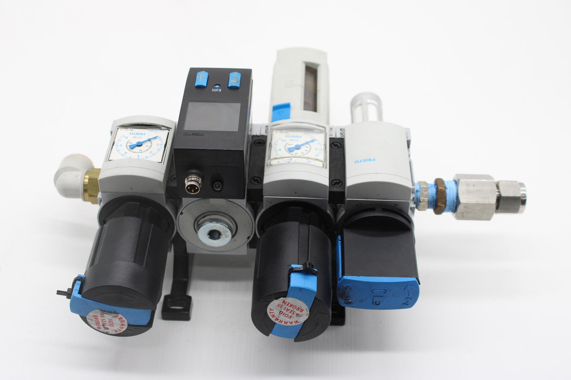 Festo MS4-EM1-1/4-S On/Off Valve W/ MS4-LFR-1/4-D6-E-R-V-AS Pressure R ...