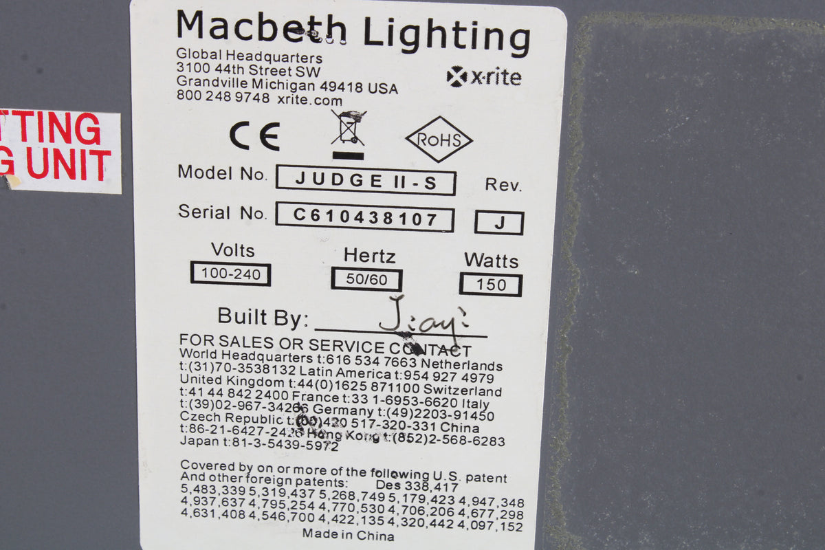 Macbeth Light Macbeth Lighting / X-Rite Judge II-S Light Viewing Booth - Fair Condit ...
