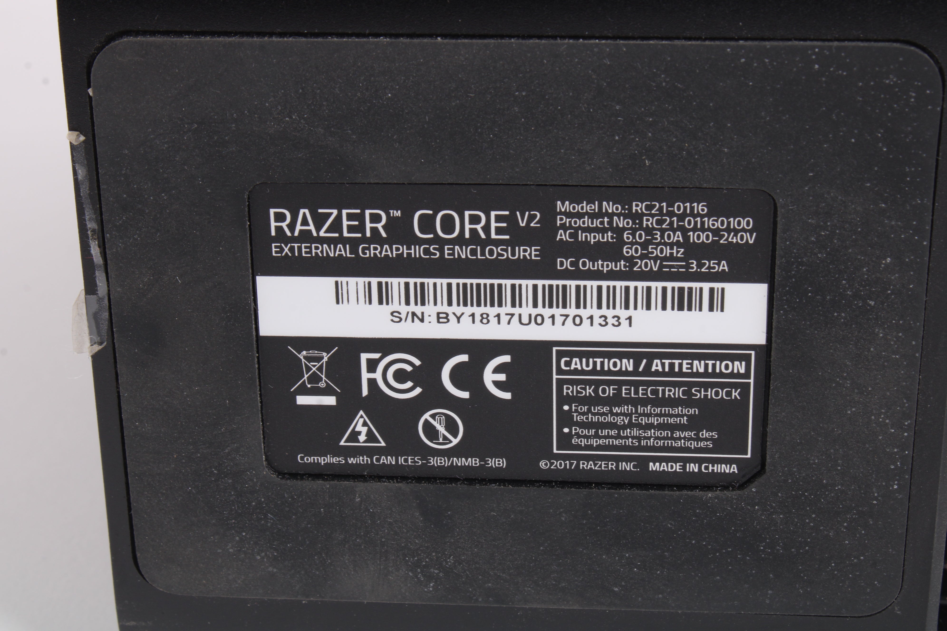 Boîtier (shell) Razer Core V1 RC21-00940 - Pour Pièces/défectueux - Sans Garantie