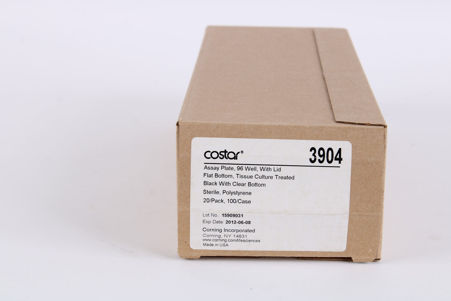 Corning Costar 3904 Assay Plate 96Well W/ Lid Flat Bottom 20Pack N