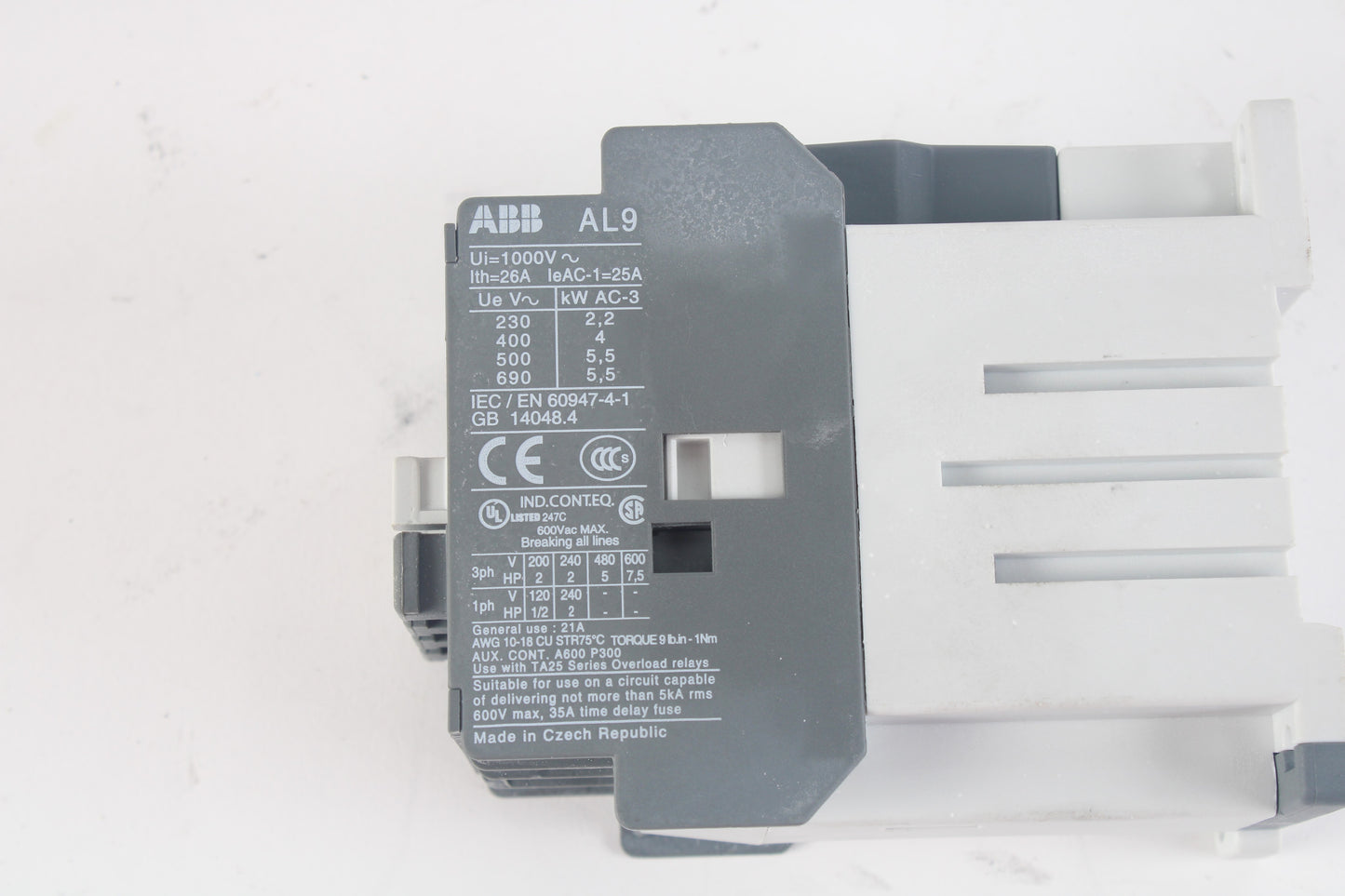 ABB AL16-30-01 DIN Rail Mounted Contactor NEMA 3 Pole 17A 24VDC – NTC Tech