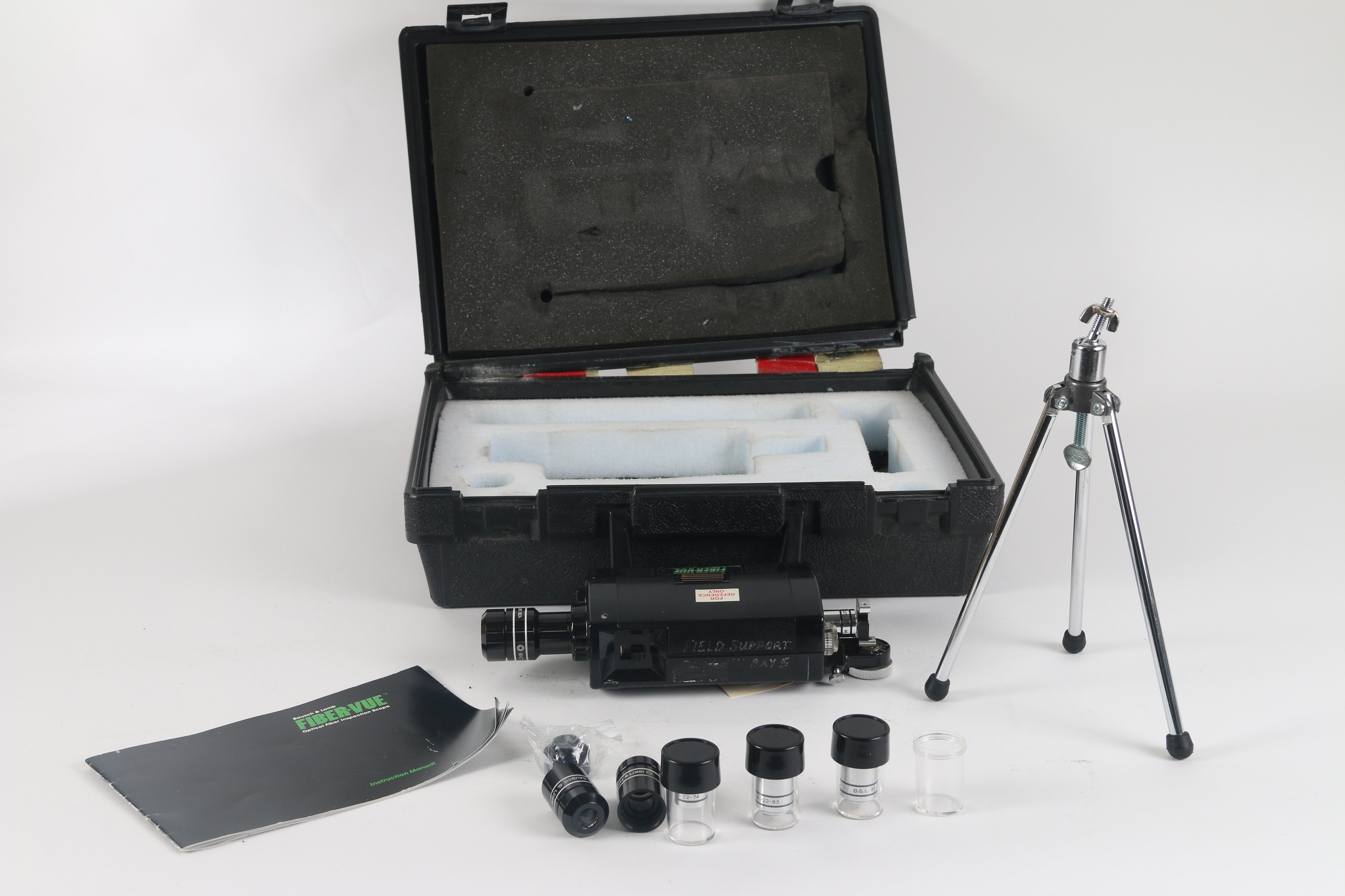 Objective Microscope Fiber Output Bausch / Lomb 31-22-70 Fiber-Vue Fiber Optic Microscope W/ Objectives ...