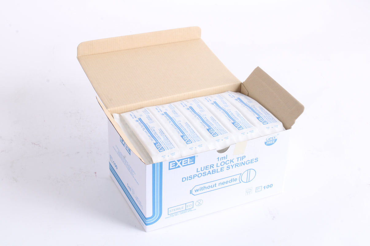 Exel International 26050 1mL Luer Lock 100 in Box Disposable Syringes