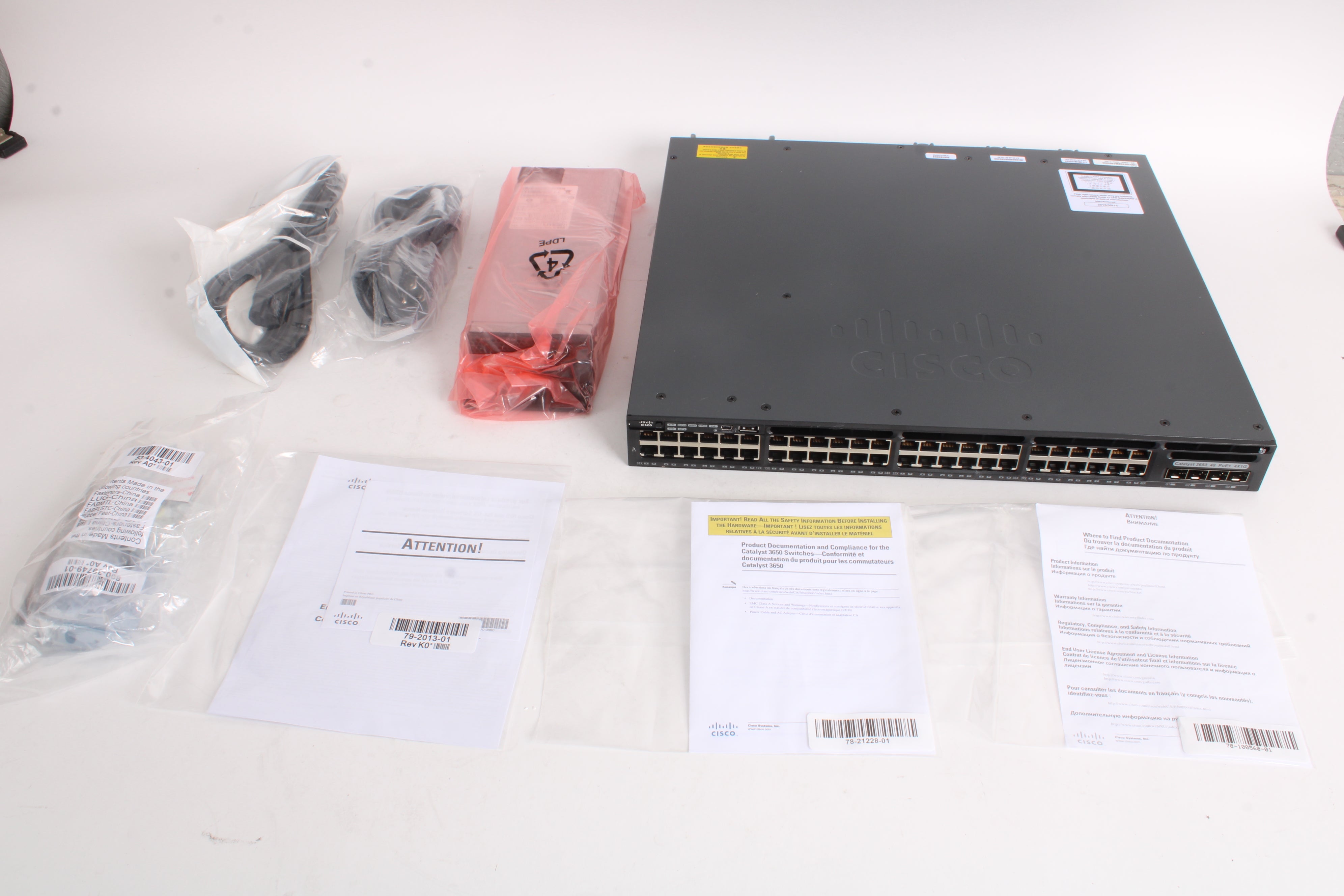 Cisco WS-C3650-48PS-L Catalyst 3650 48 Port PoE+ Switch 4X1G - New