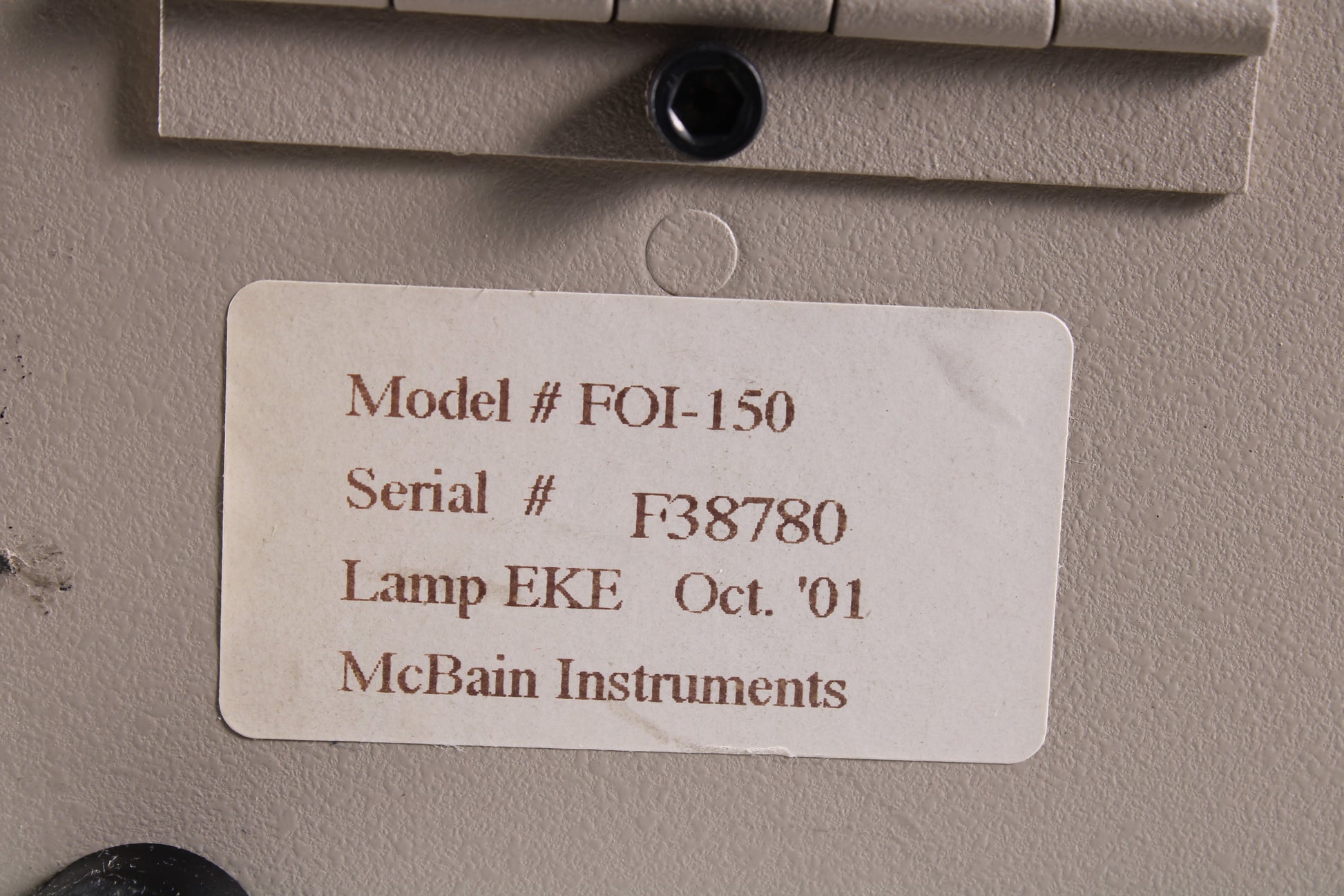 McBain Instruments FOI150 Illuminator With Fiber Optic Cable NTC Tech