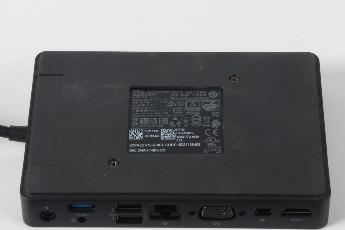 K17a Dell K17A K17A001 WD15 Thunderbolt USB-C Docking Station W/ Cable - Lo ...