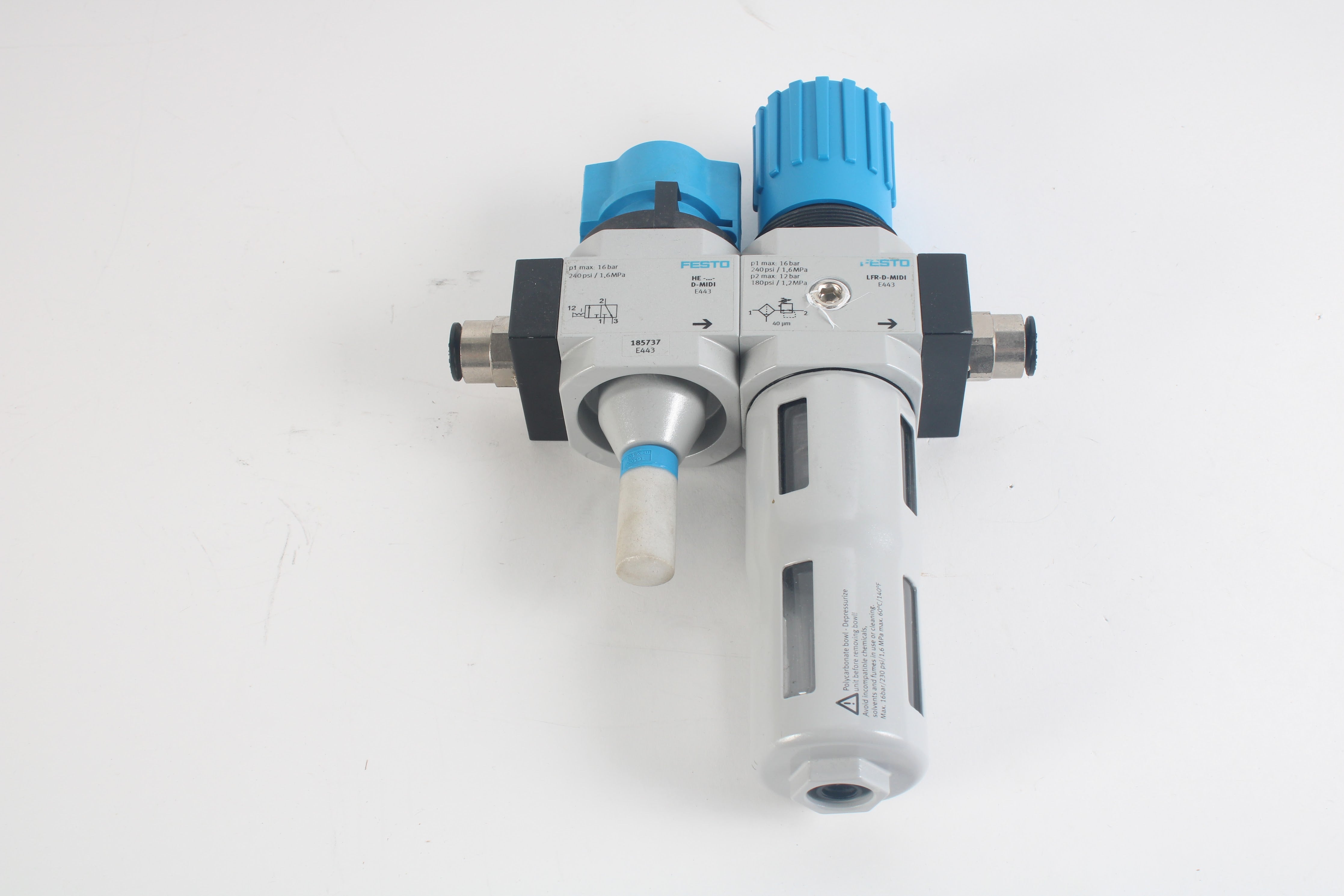 Festo HE-D-MIDI on / Off Valve, NPT / LFR-D-MIDI Filter Regulator - No ...