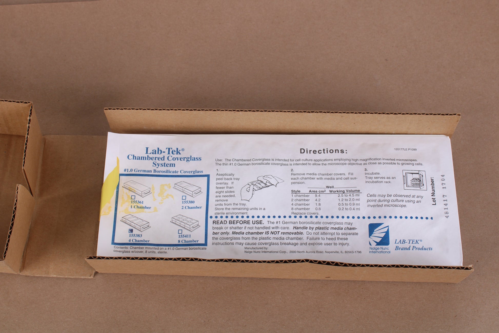 Thermo Scientific Nunc 155383 LabTek Chambered Coverglass W/CVR 16/PK
