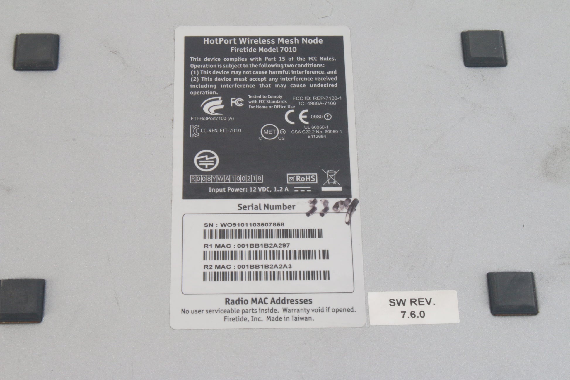 Firetide 7010 HotPort Indoor Wireless Mesh Node - No Power Supply – NTC ...