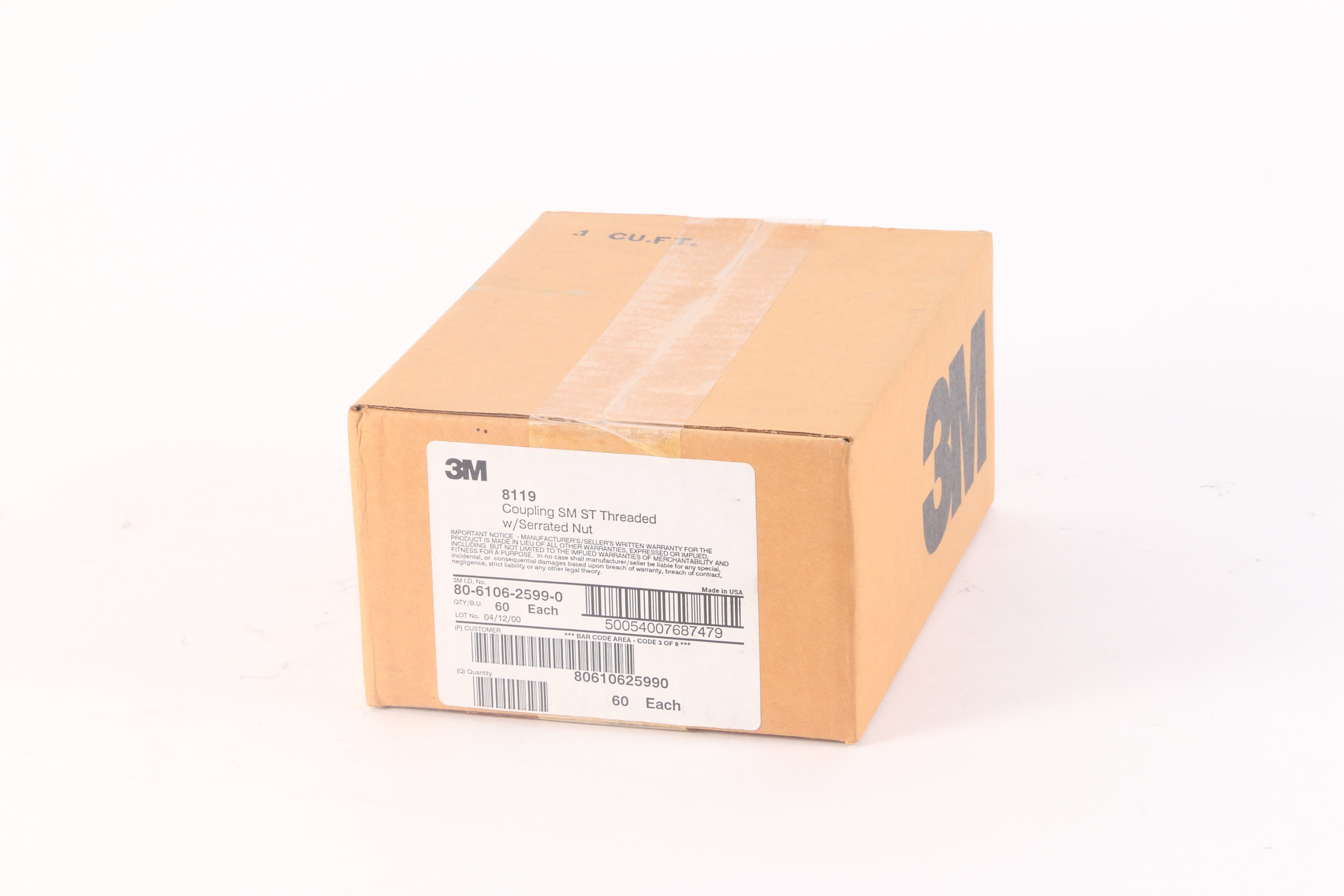 3M 8119 Coupling SM St Threaded w/ Serrated Nut 80-6101-2599-0 - 60 pi ...