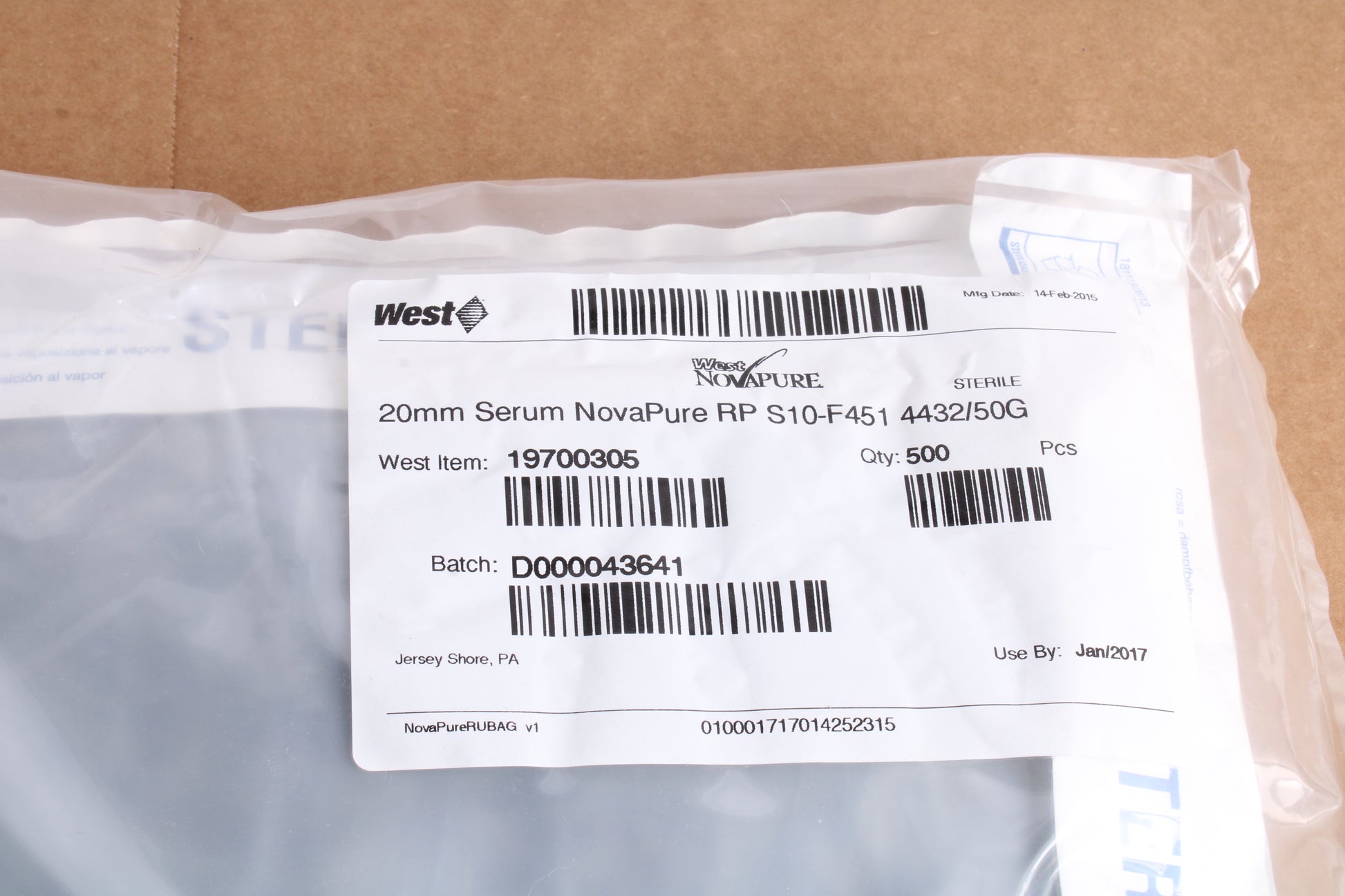 West Pharmaceutical 19700305 20mm Serum NovaPure RP S10-F451 4432/50G, – NTC Tech