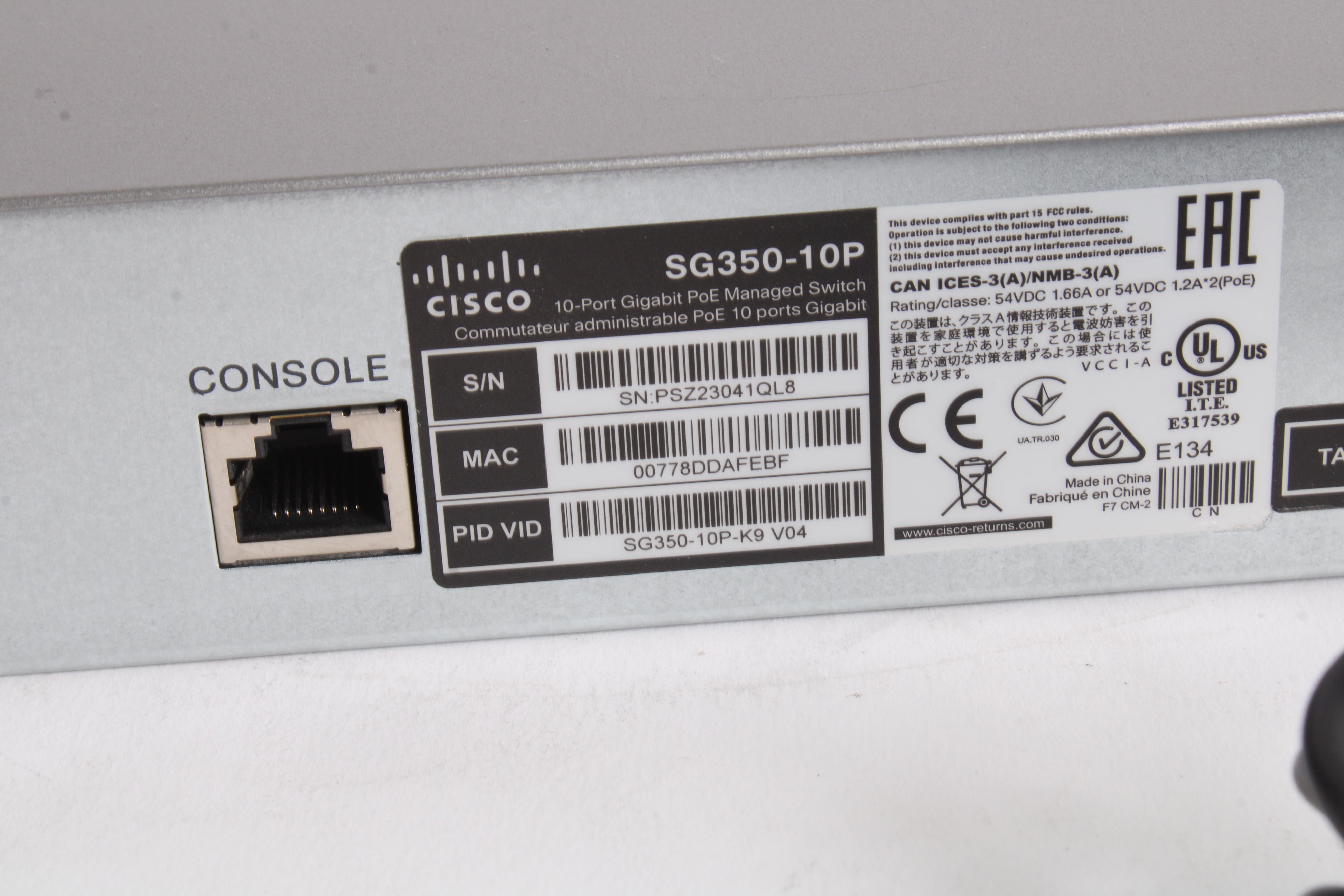 Cisco Systems SG350-10P / 10-Port Gigabit PoE Managed Switch W