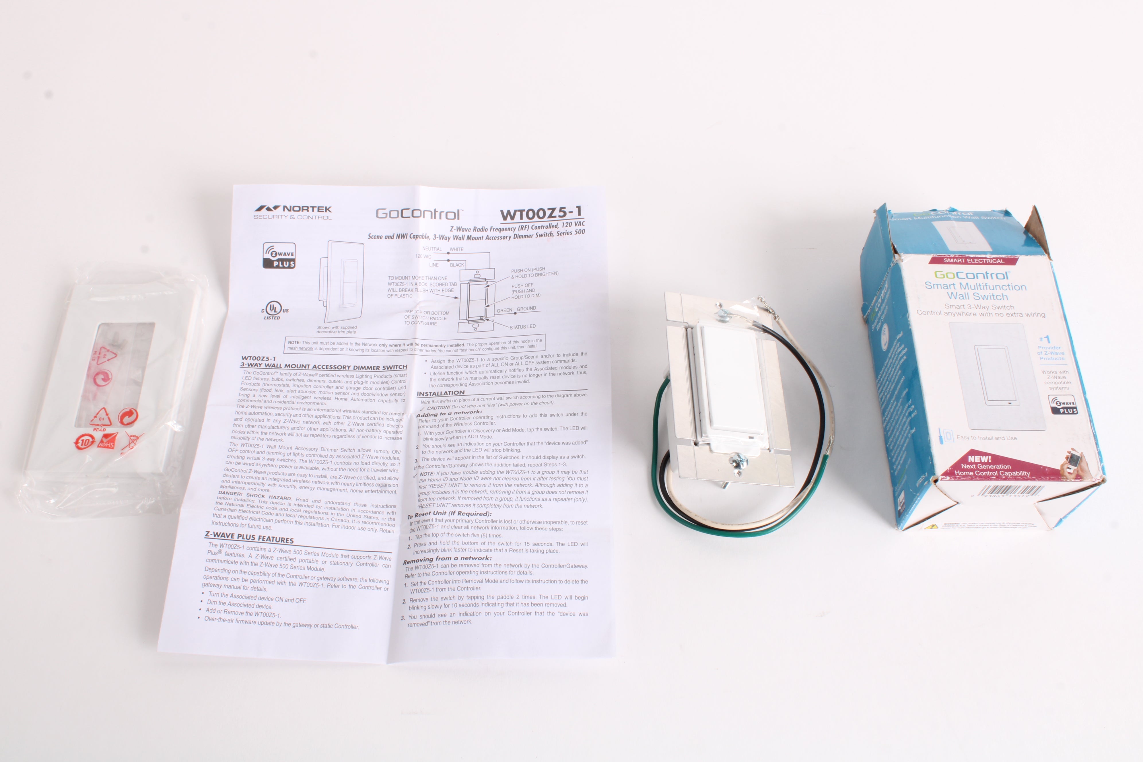 GoControl WT00Z5-1 Smart Multifunction Wall Switch Z-Wave Tech - 09386 ...