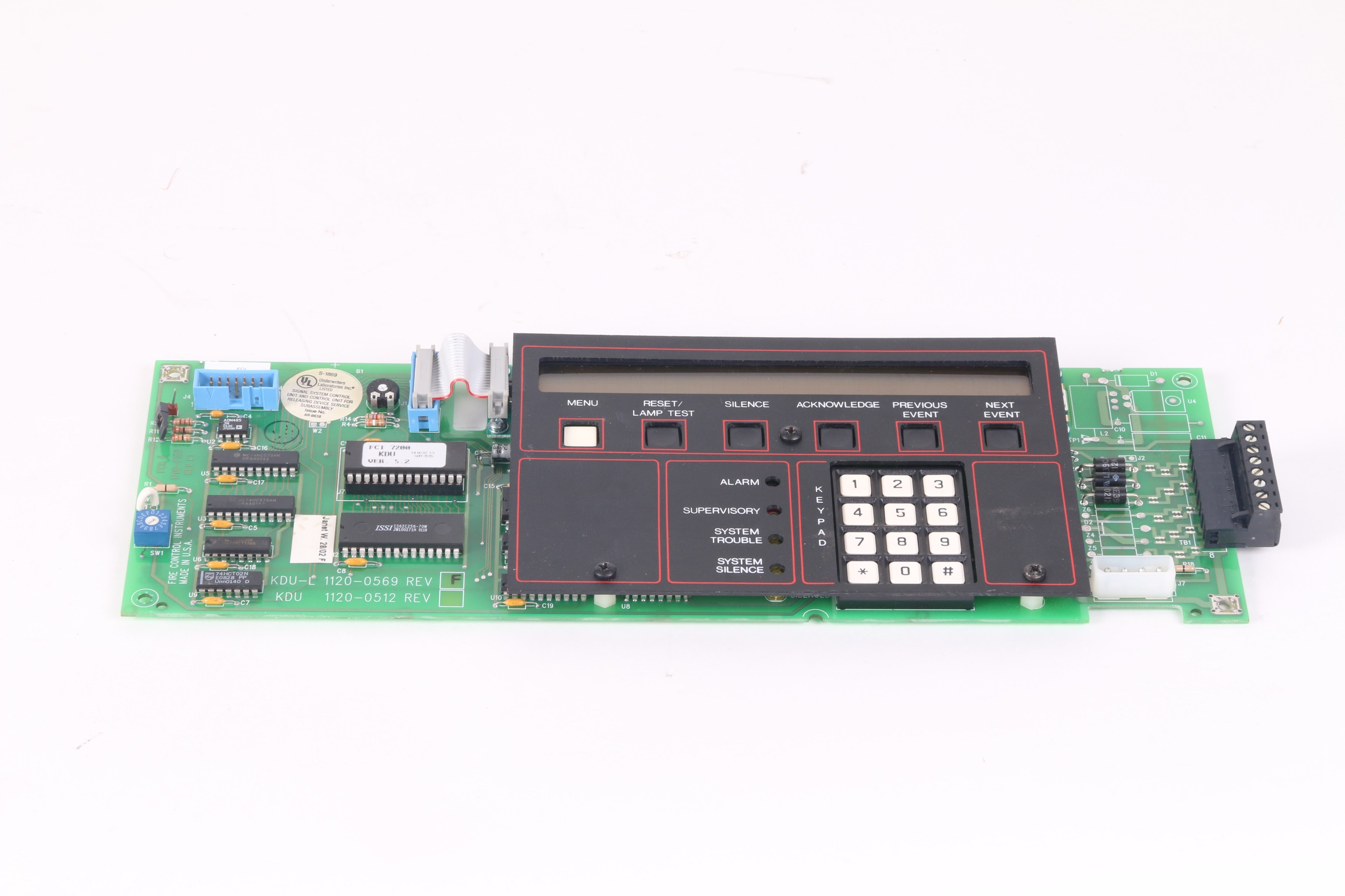 Fire Control Instruments Fc72 FCI FCI-7200 KDU-L 1120-0569 Keyboard Display Unit Fire Alarm Card - R ...