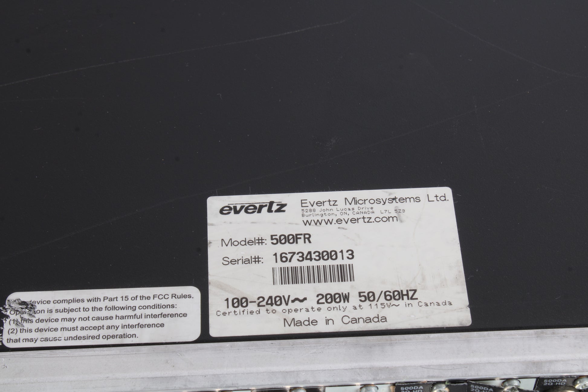 Evertz 500FR Exponent High Density Distribution Frame With 12x Cards ...