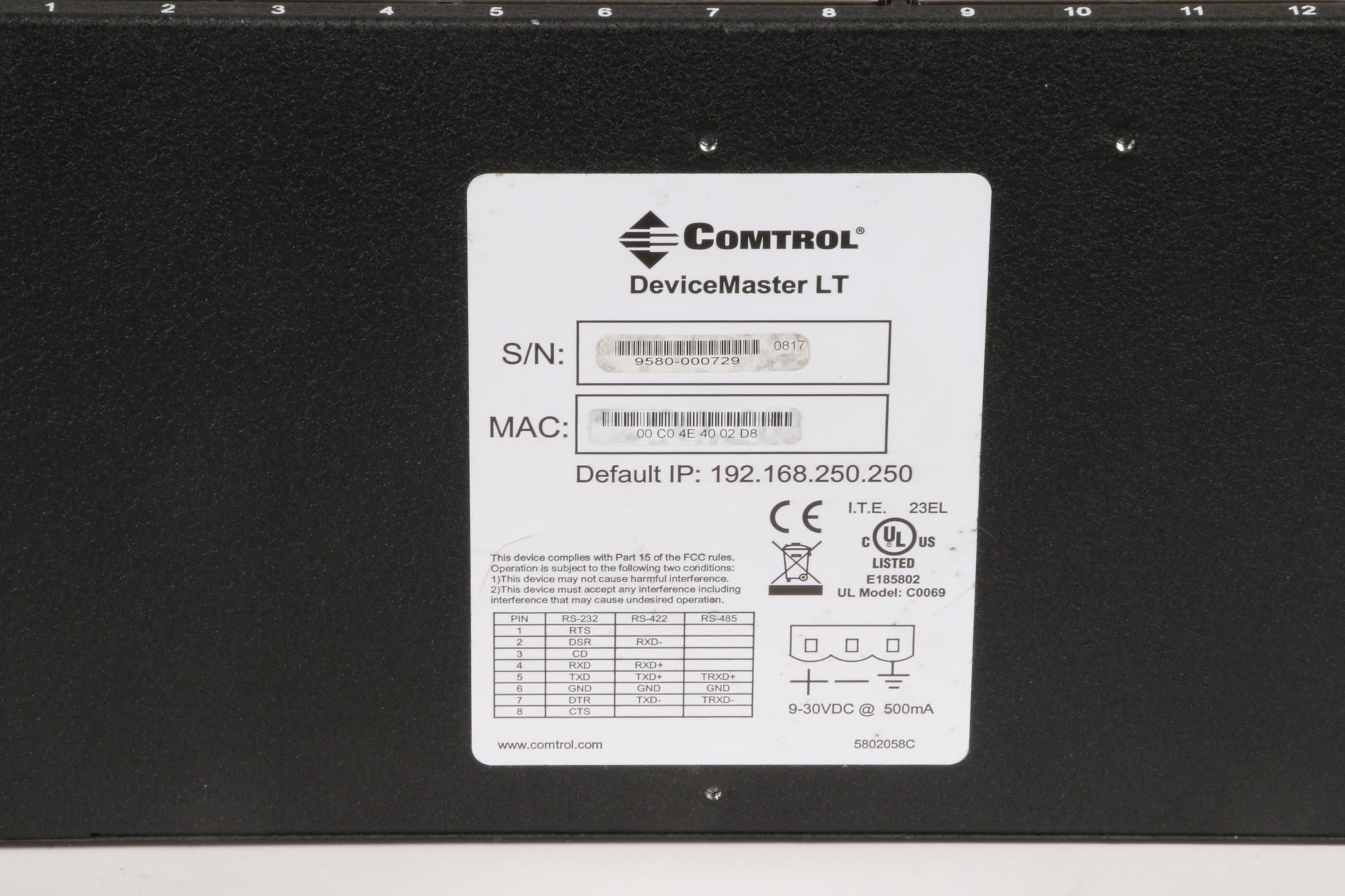 Comtrol LT16 Devicemaster Compact Serial to Ethernet Device Server ...