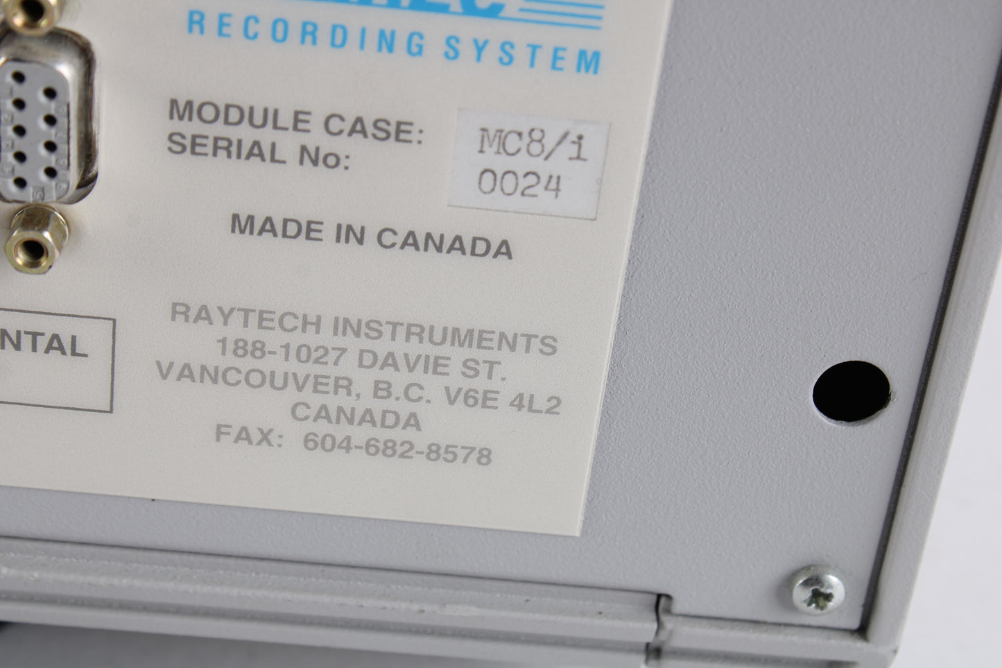 Raytech Instruments Raytech MC8/I Chassis W/2x AC Bridge Amp 2x DC Bridge Amp Recording Sy ...