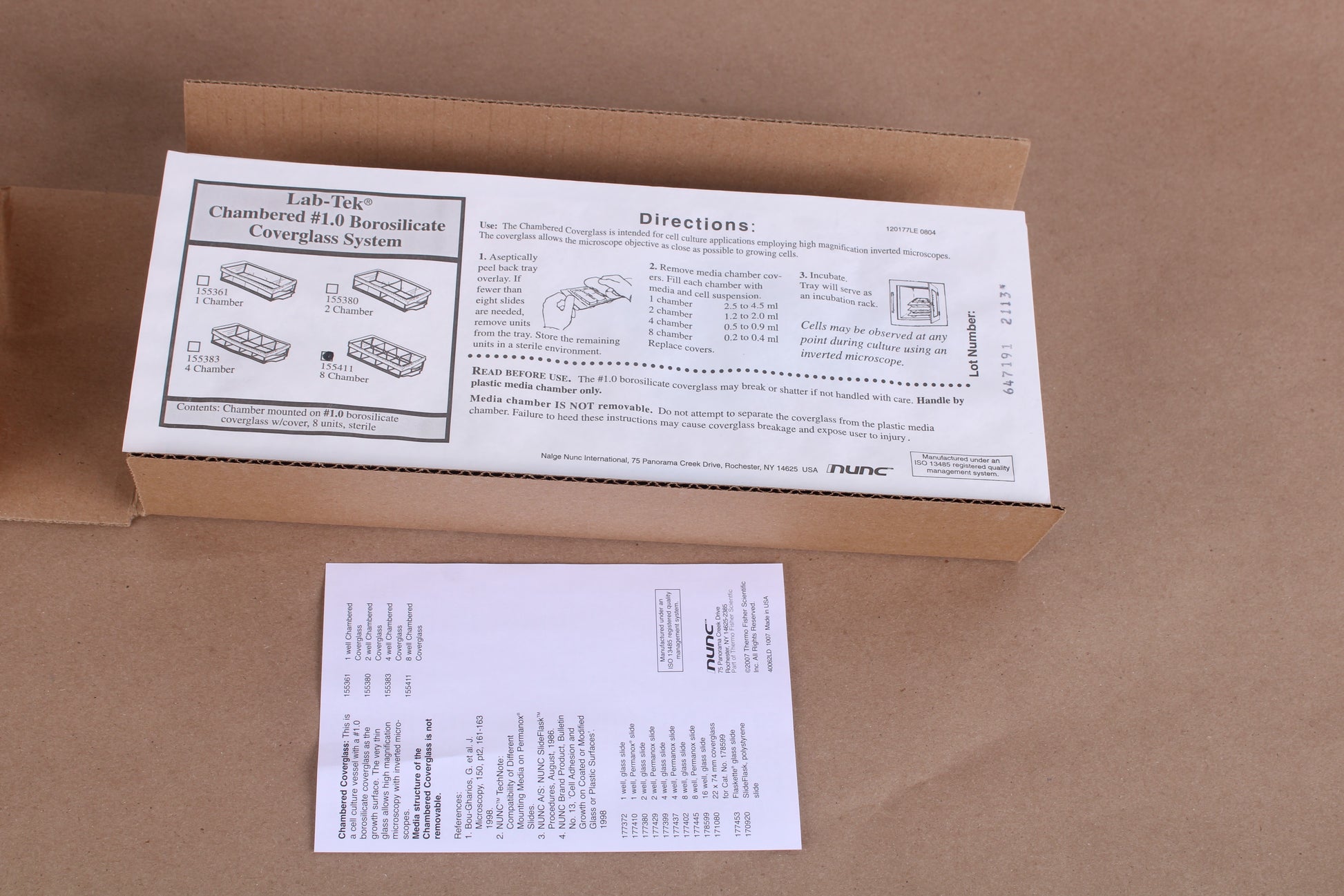 Thermo Scientific Nunc 155411 LabTek Chambered Coverglass W/CVR 16/PK