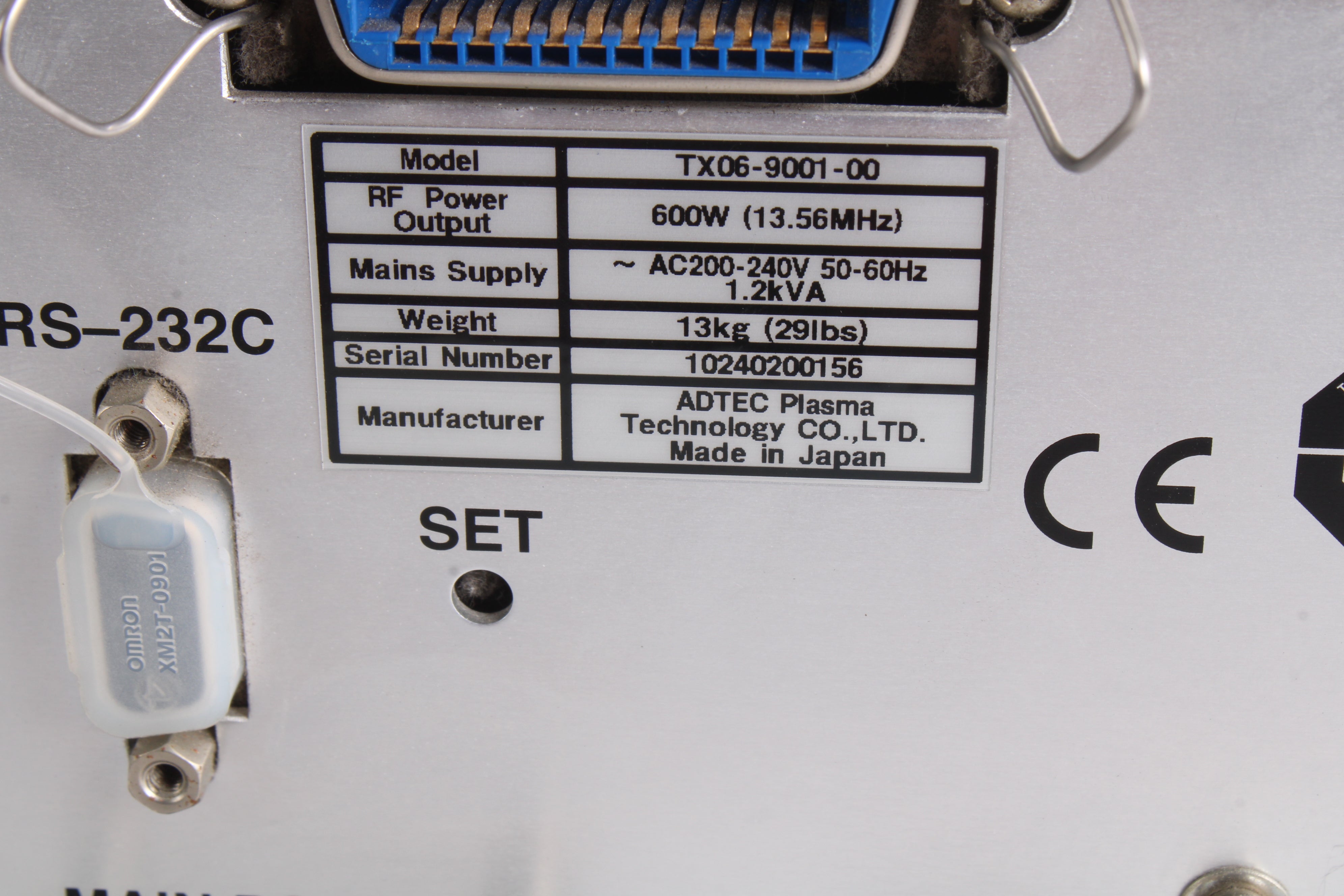 Adtec TX06-9001-00 RF Generator TX Series 600W (13.56MHz) - AS IS