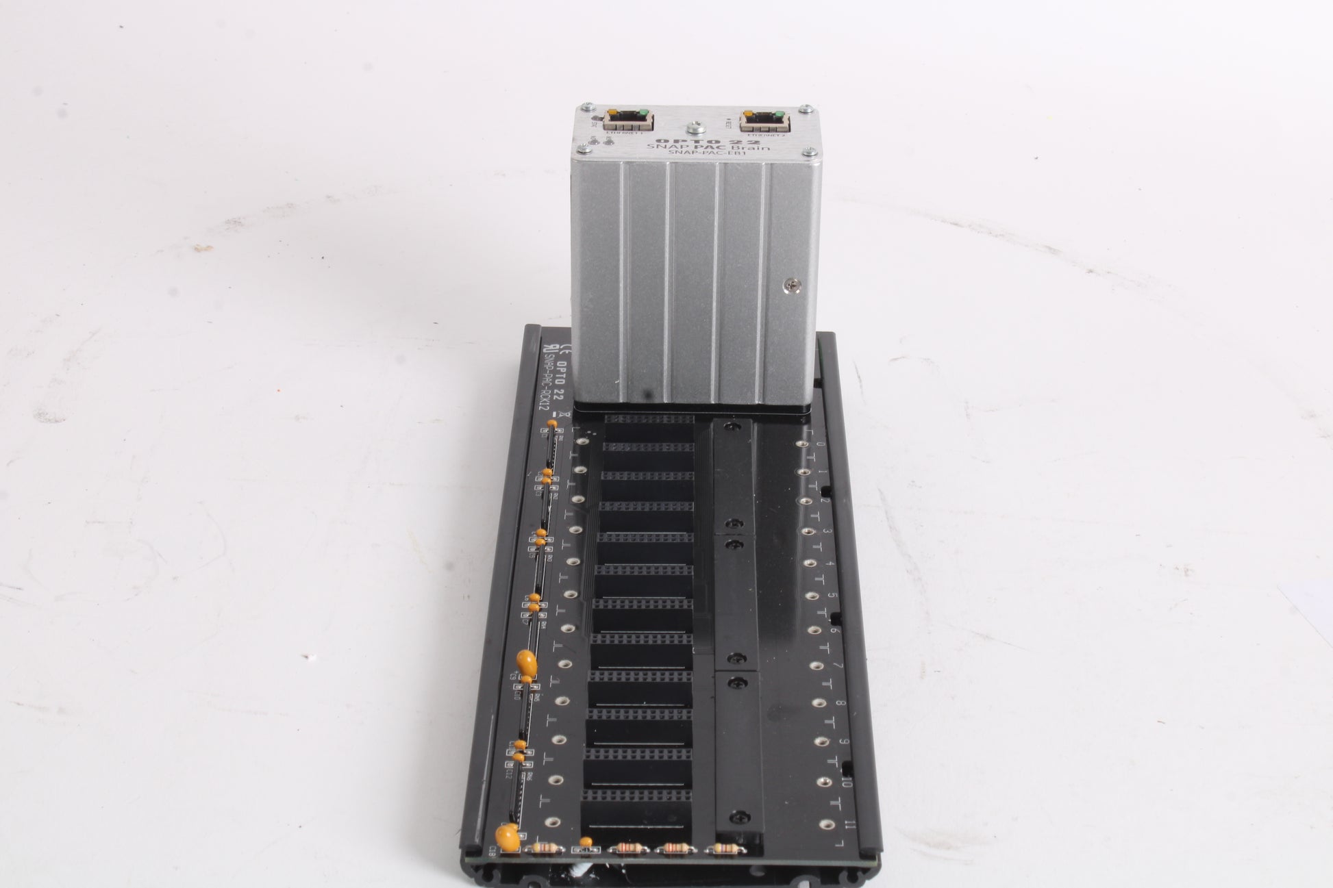 Opto 22 SNAP-PAC-RCK12 12 Slot Chasis W/ SNAP PAC Brain SNAP-PAC-EB1 ...