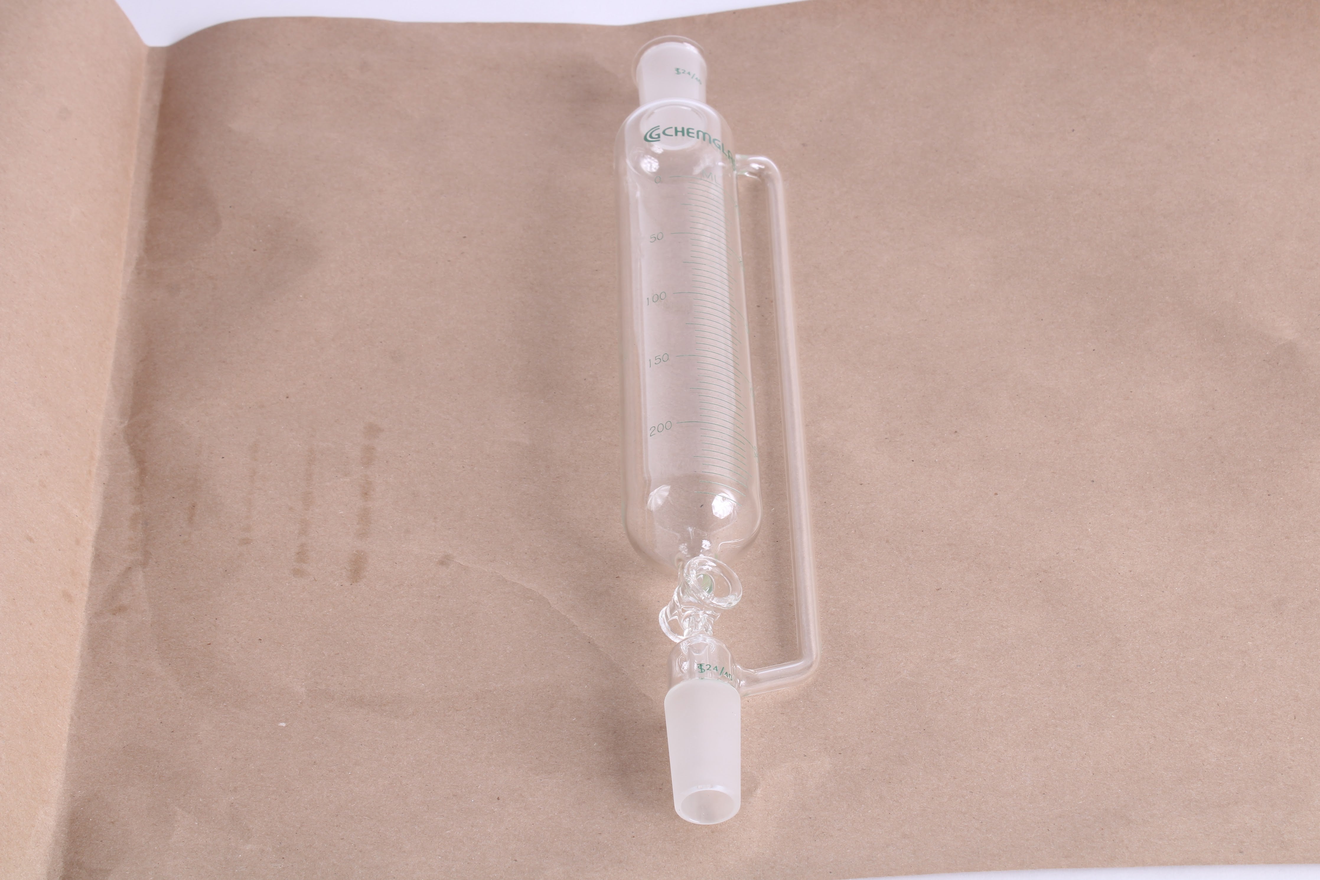 Chemglass 250mL Addition Funnel 24/40 Joint 2mm Glass Stpk, 375mm OAH ...