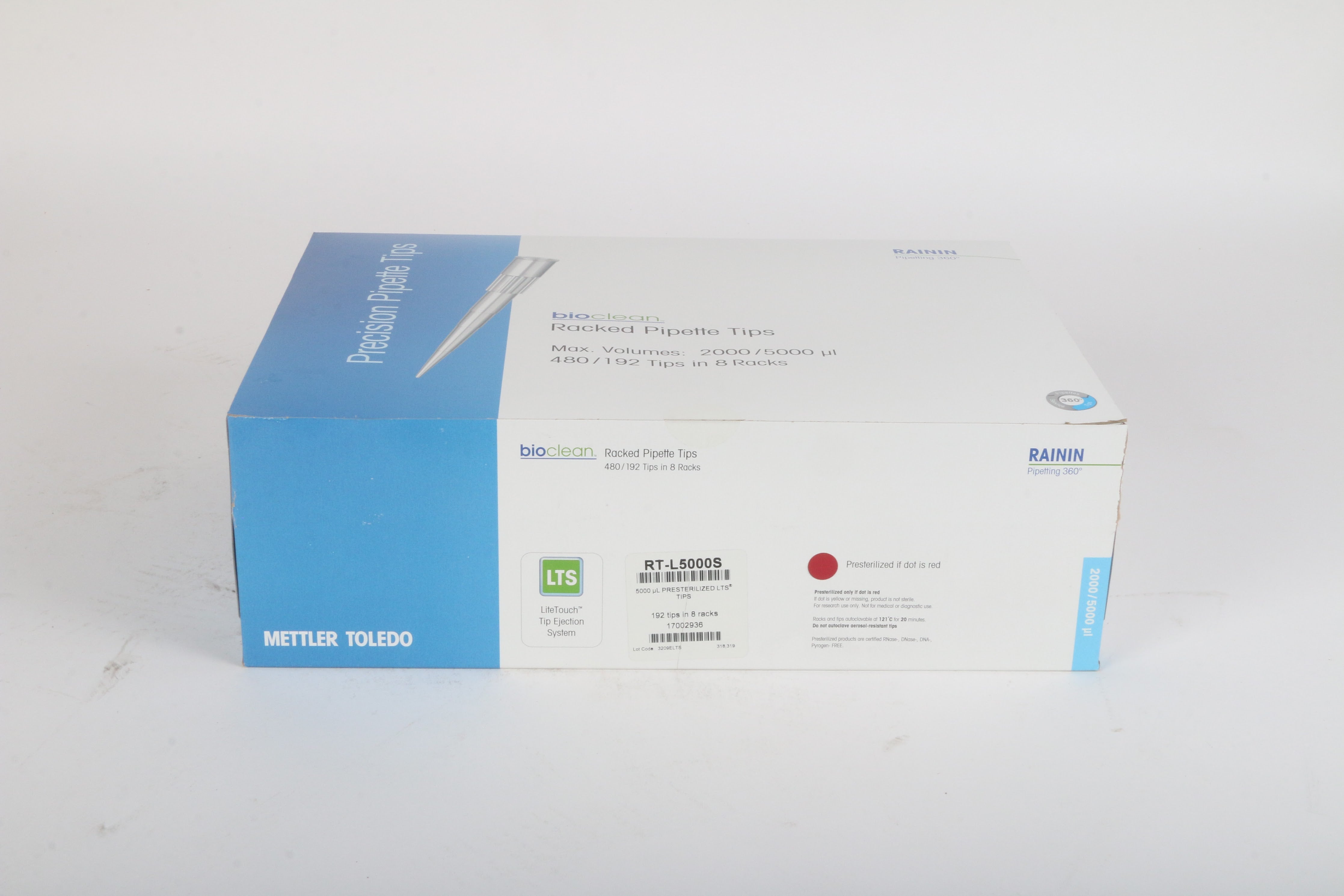 Rnp Tech Rainin Bioclean RT-L5000S 5000 uL Precision Racked Pipette Tips 8 Rack ...