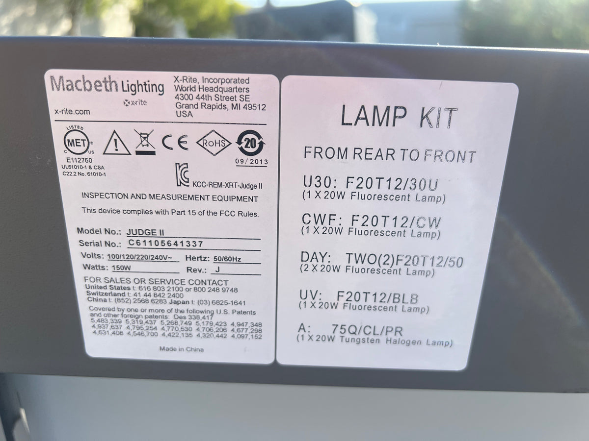 Macbeth Light Xrite / Macbeth Lighting Judge II Light Booth – NTC Tech